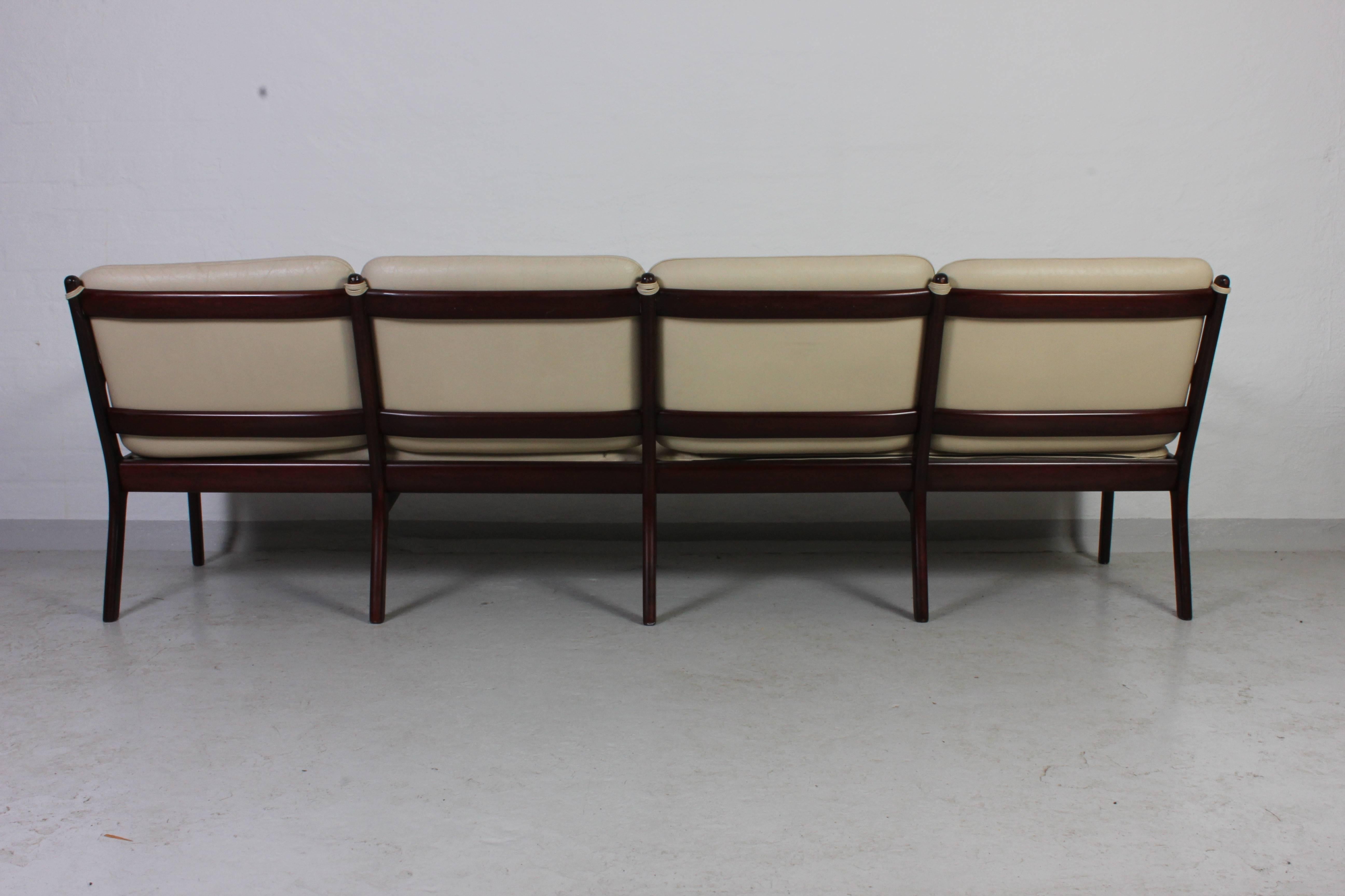Mid-Century Modern Ole Wanscher Mahogany PJ112 Four-Seat Sofa and Lounge Chair for Poul Jeppesen