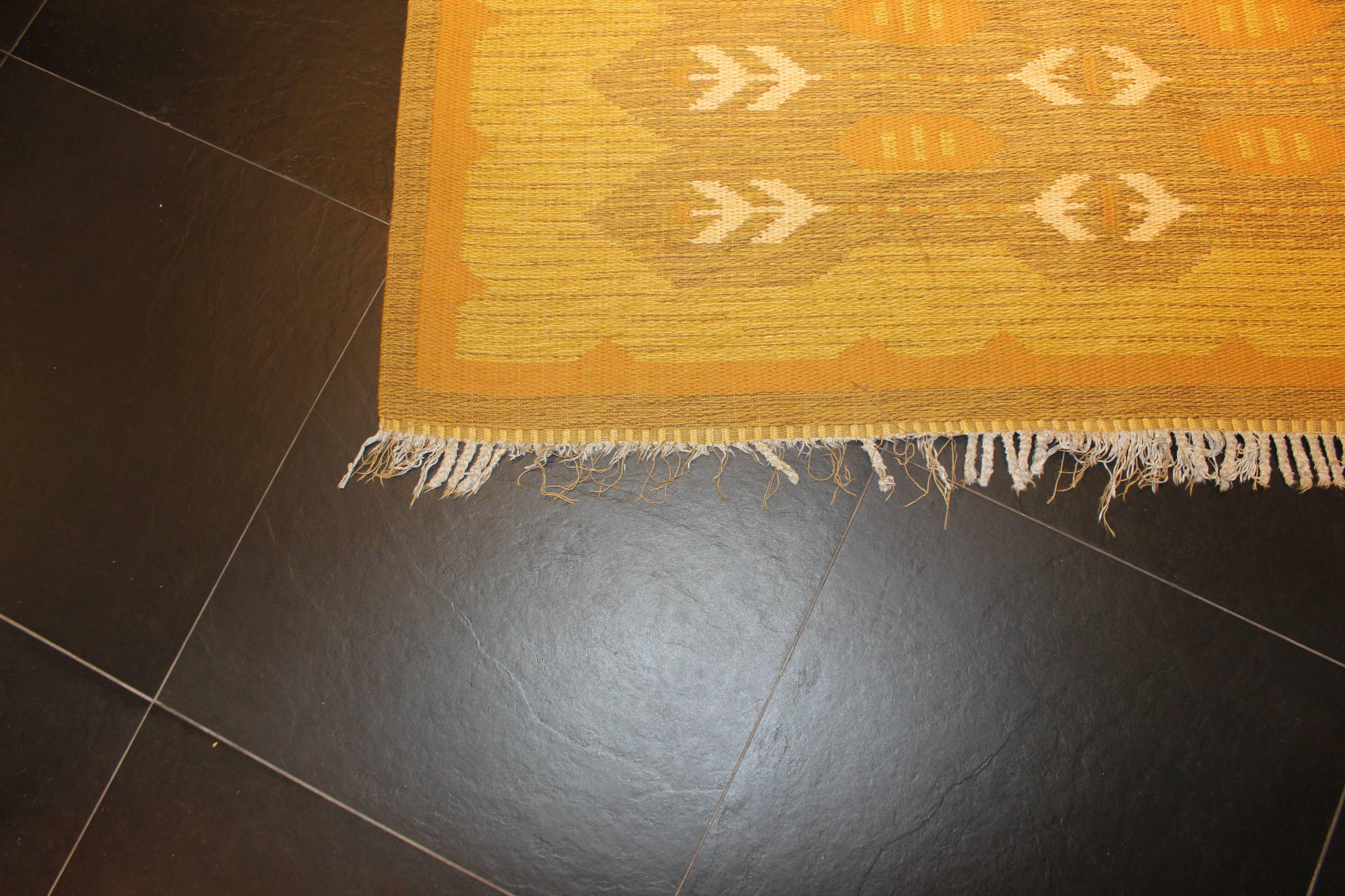 Mid-20th Century Midcentury Swedish Flat-Weave Double Weave Carpet