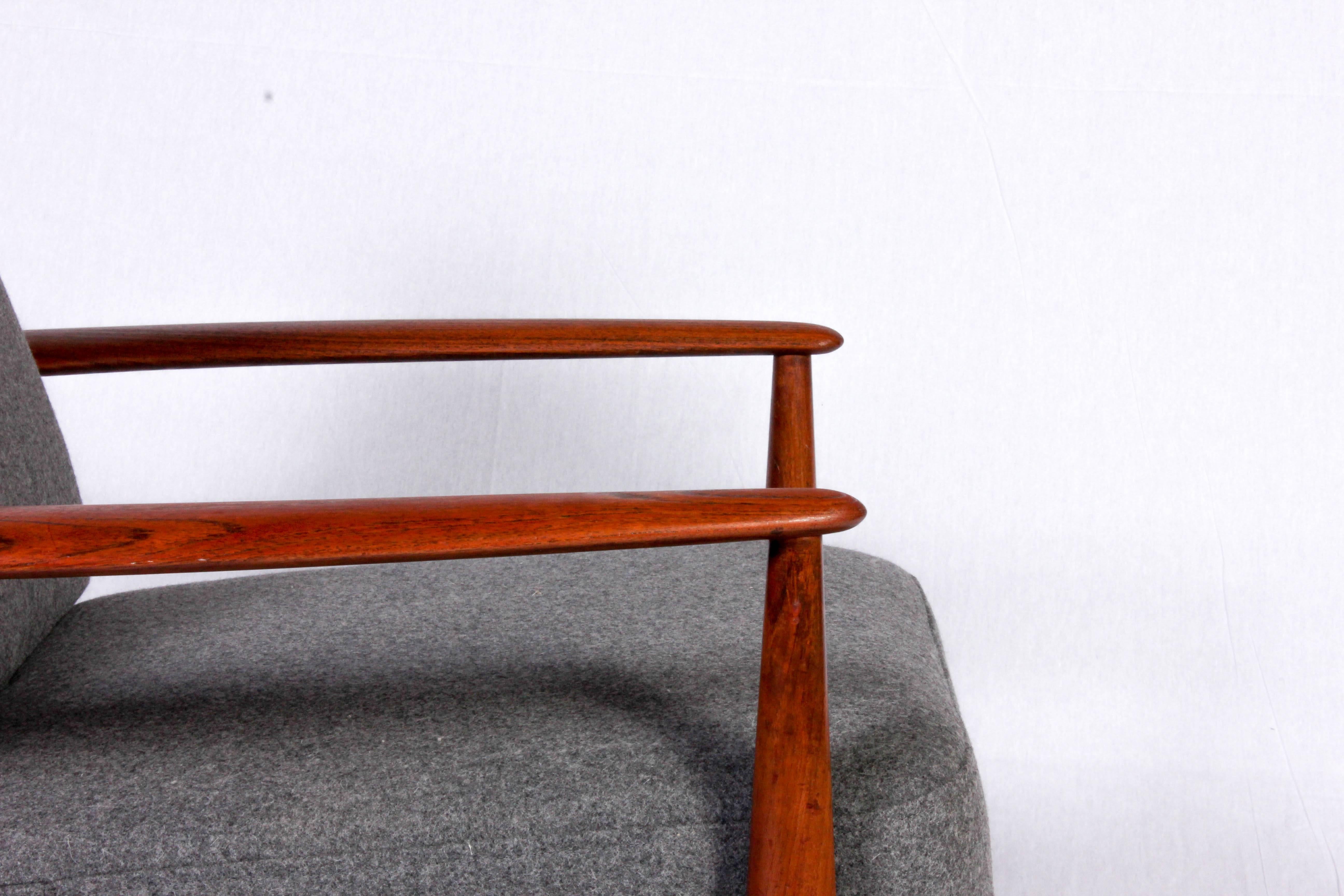 Wool Midcentury Danish Grete Jalk Teak Lounge Chair for Glostrup Møbler
