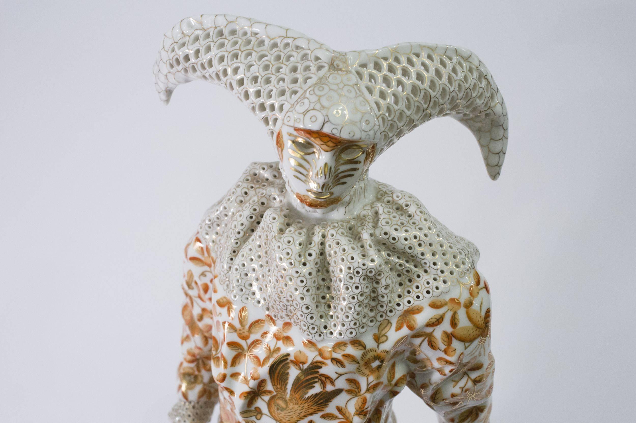 Herend Modern Figure Venetian Mask Hand-Painted Porcelain For Sale 5