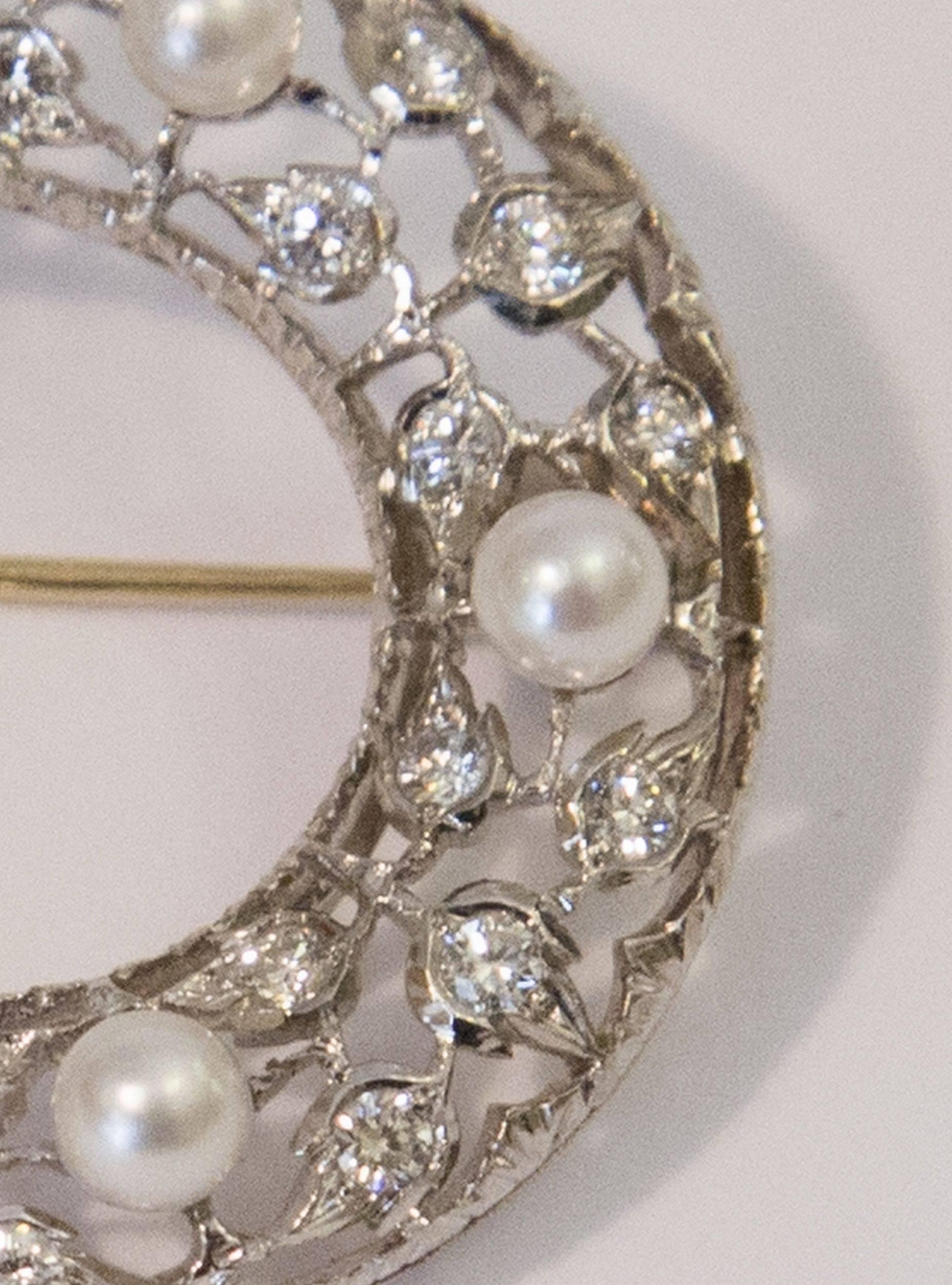 Other White Gold Diamonds and Pearls Mario Buccellati Oval Brooch, 1995