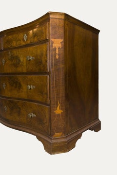 18th Century Italian Naples Inlaid Walnut Chest of Drawers, circa 1750