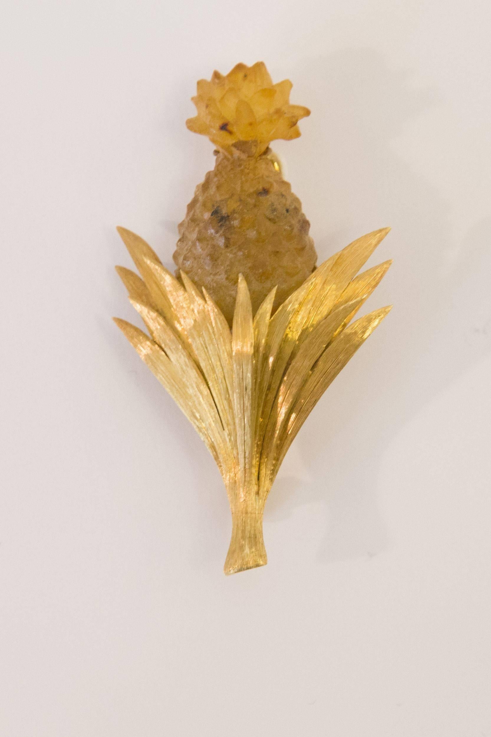 Modern Yellow Gold Mario Buccellati Pineapple Amber Clip, circa 1999