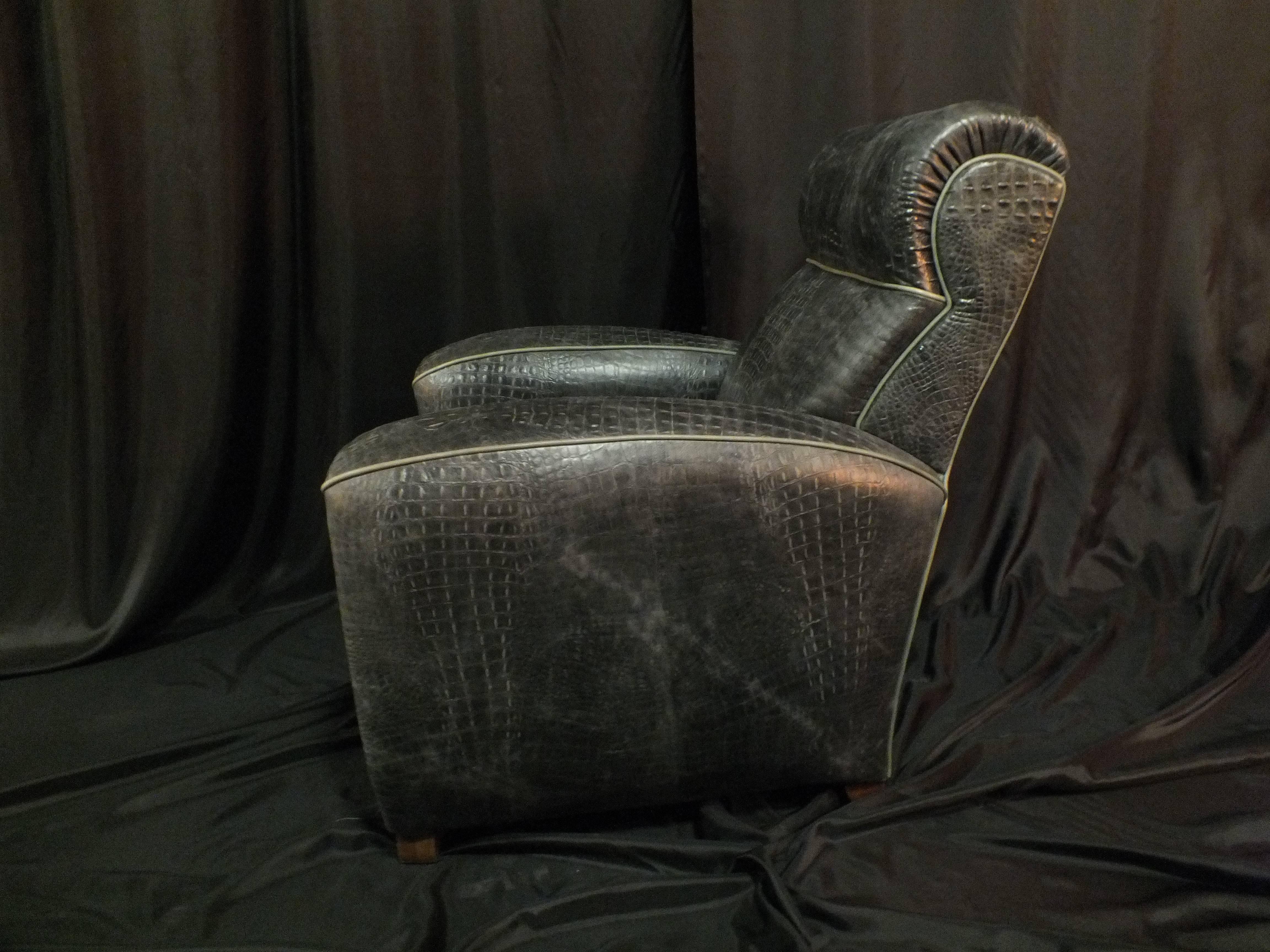 Mid-20th Century Two Club Chair Croco Style Art Deco For Sale