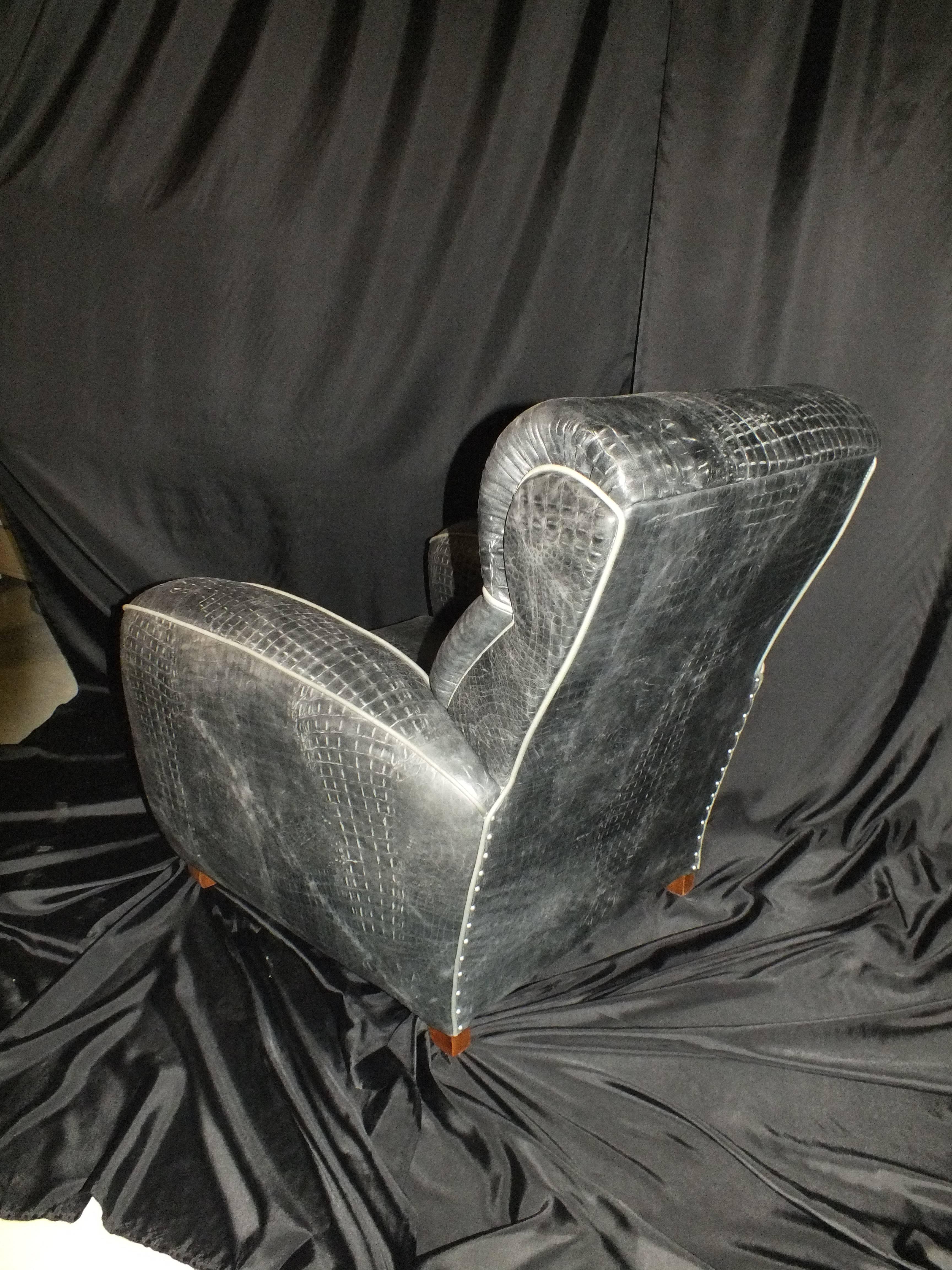 Two Club Chair Croco Style Art Deco For Sale 2