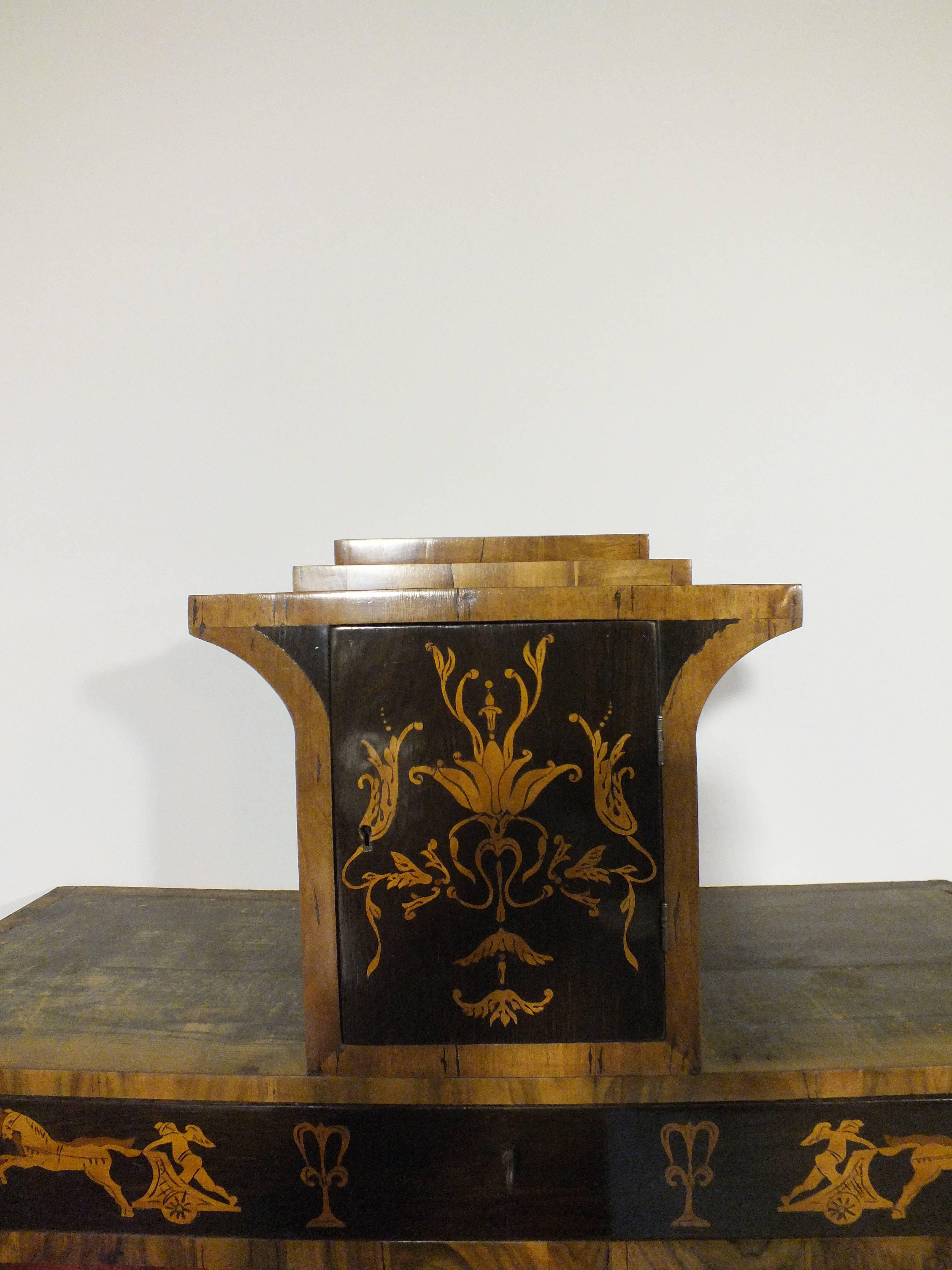Fruitwood Lyra Secretary with a Black Cross For Sale