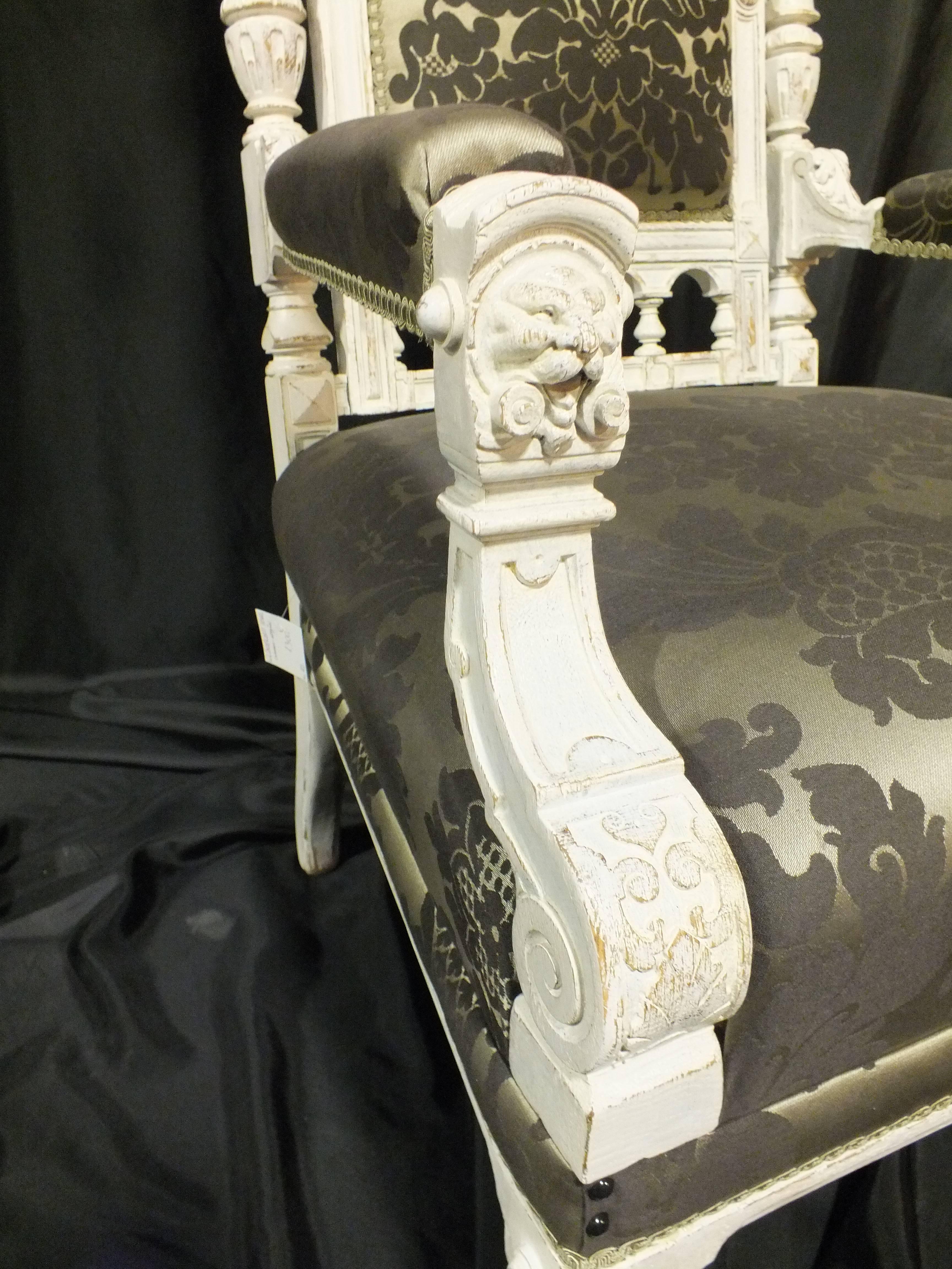 White Calked Gruenderzeit Chair, 1910, Germany In Good Condition For Sale In Homburg, DE