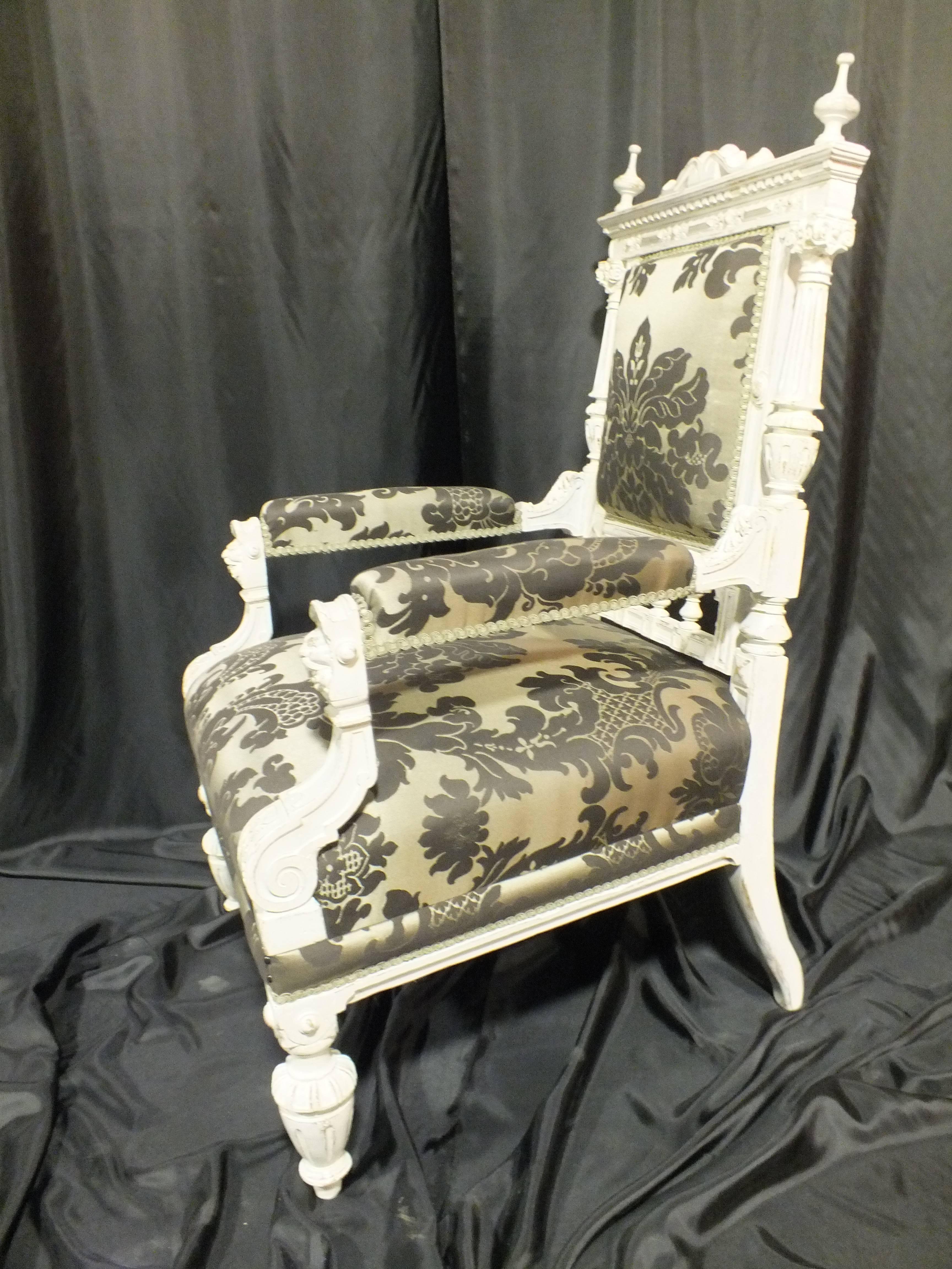 Silk White Calked Gruenderzeit Chair, 1910, Germany For Sale