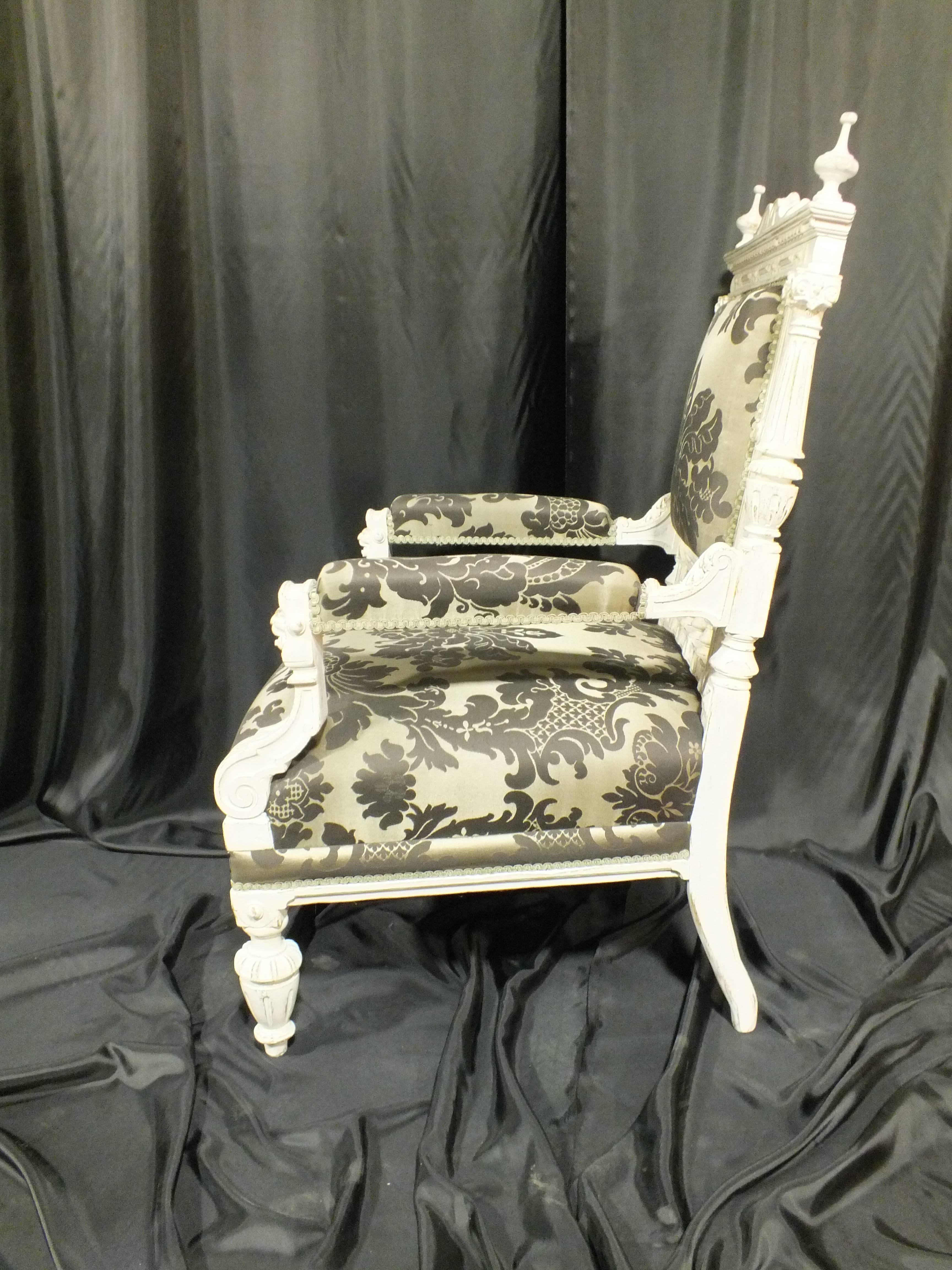 White Calked Gruenderzeit Chair, 1910, Germany For Sale 1