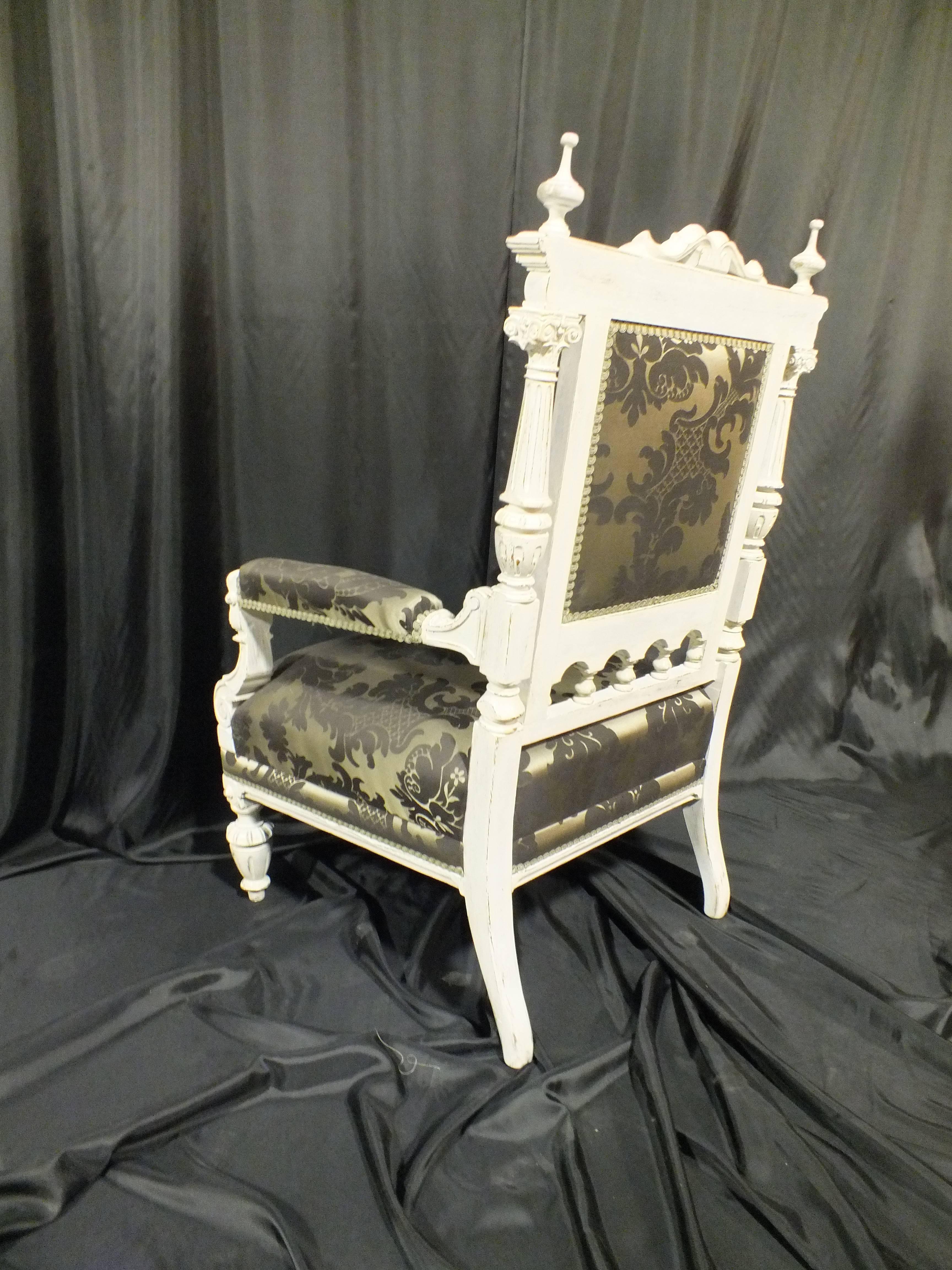 White Calked Gruenderzeit Chair, 1910, Germany For Sale 3
