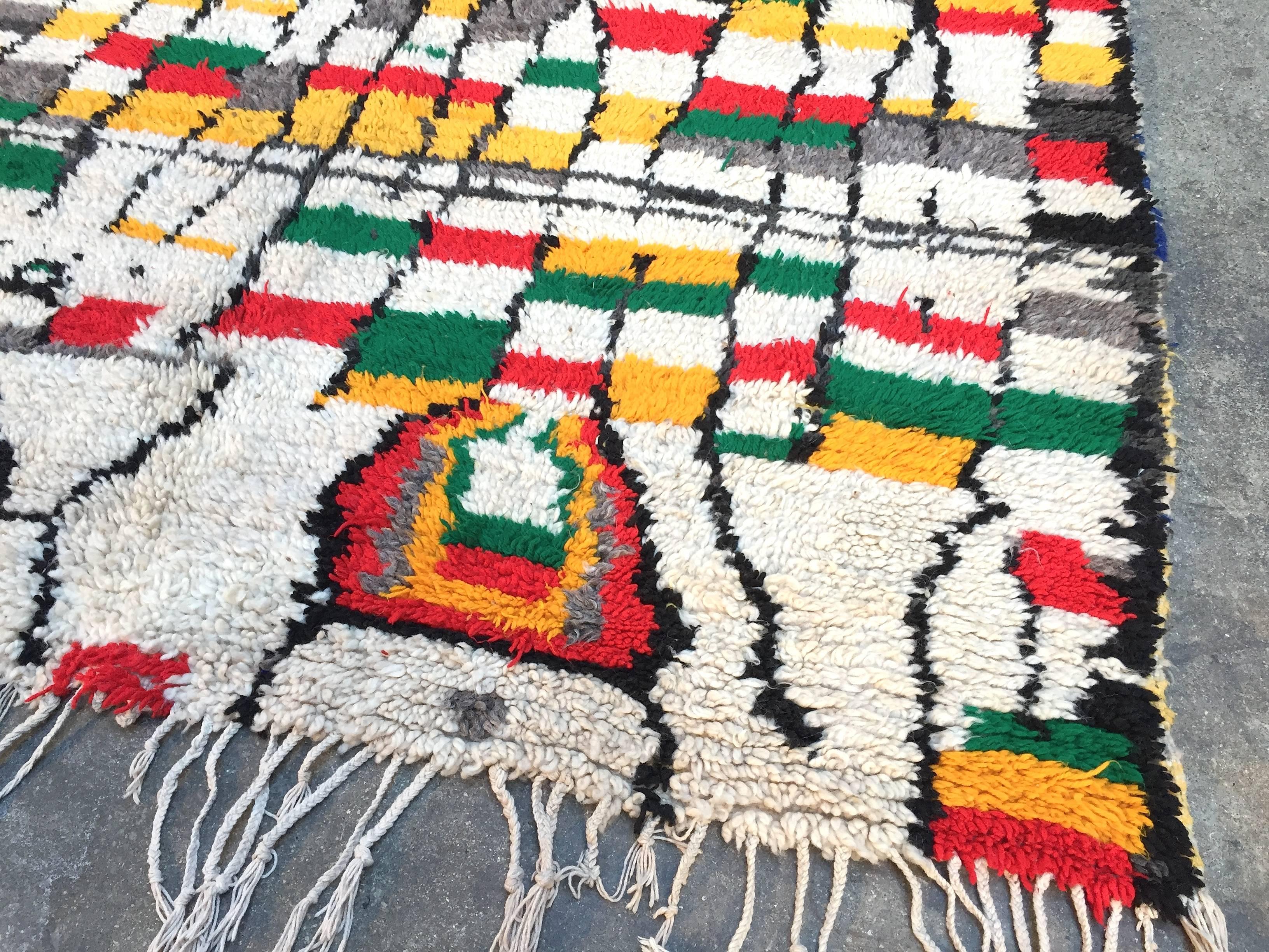 Cotton Vintage Moroccan Rug, Azilal, High Atlas For Sale