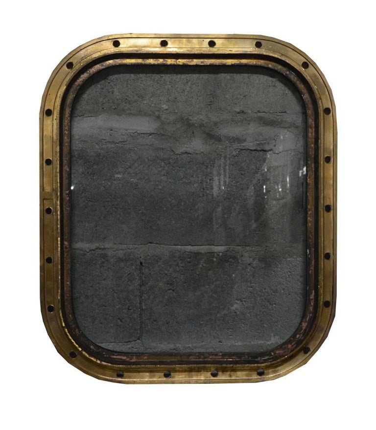 Bronze Rectangular Ship's Porthole For Sale at 1stDibs