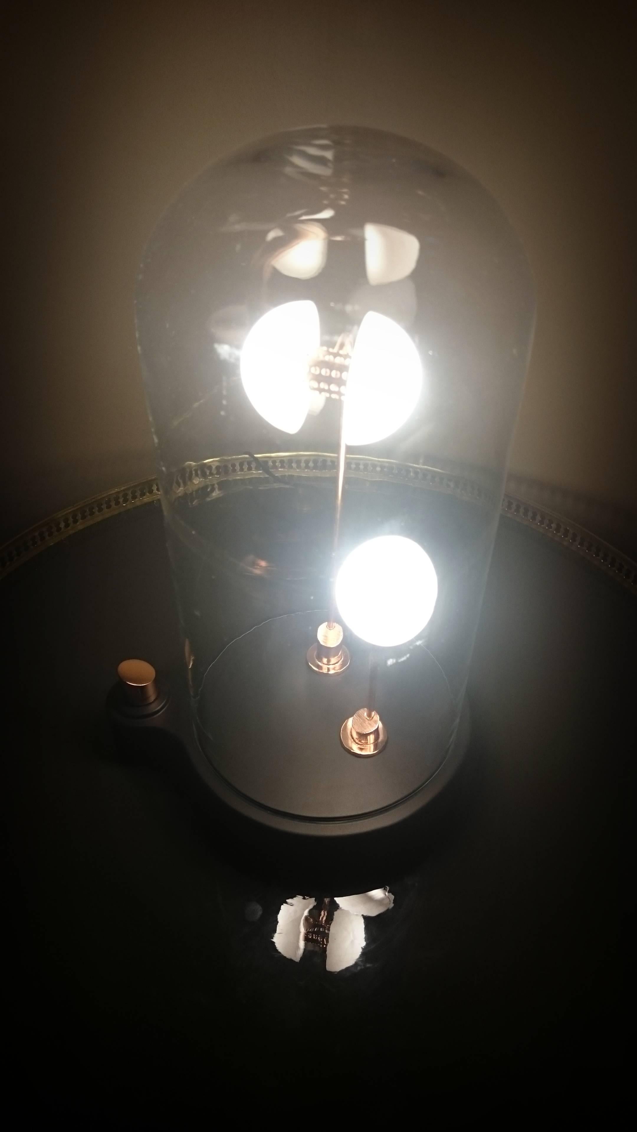 Mini Germes de Lux, Table Lamp by Thierry Toutin, Black and Brass on Demand 5