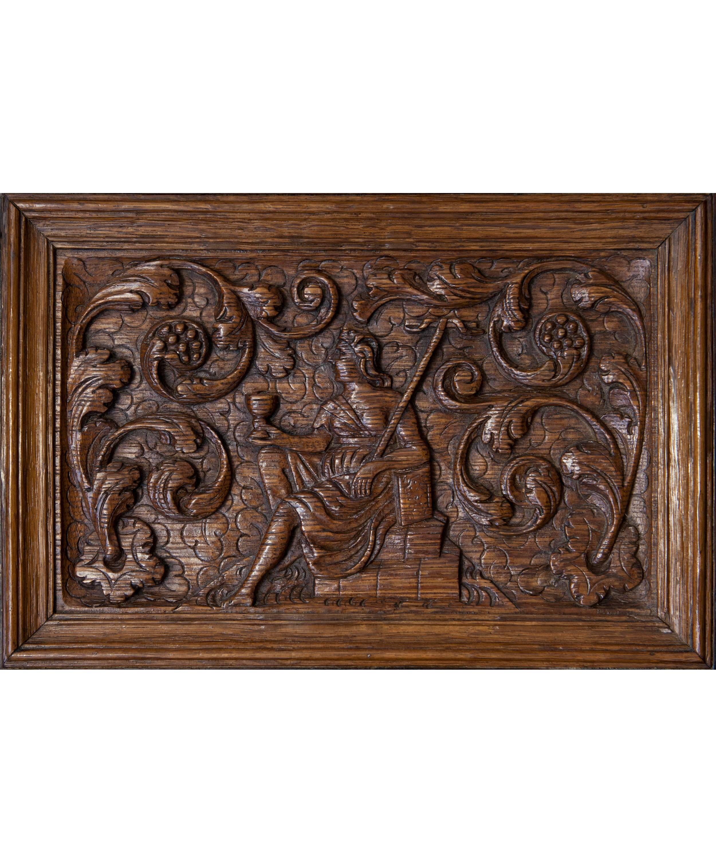 17th Century Dutch Oak Cupboard with the Seven Virtues For Sale 4
