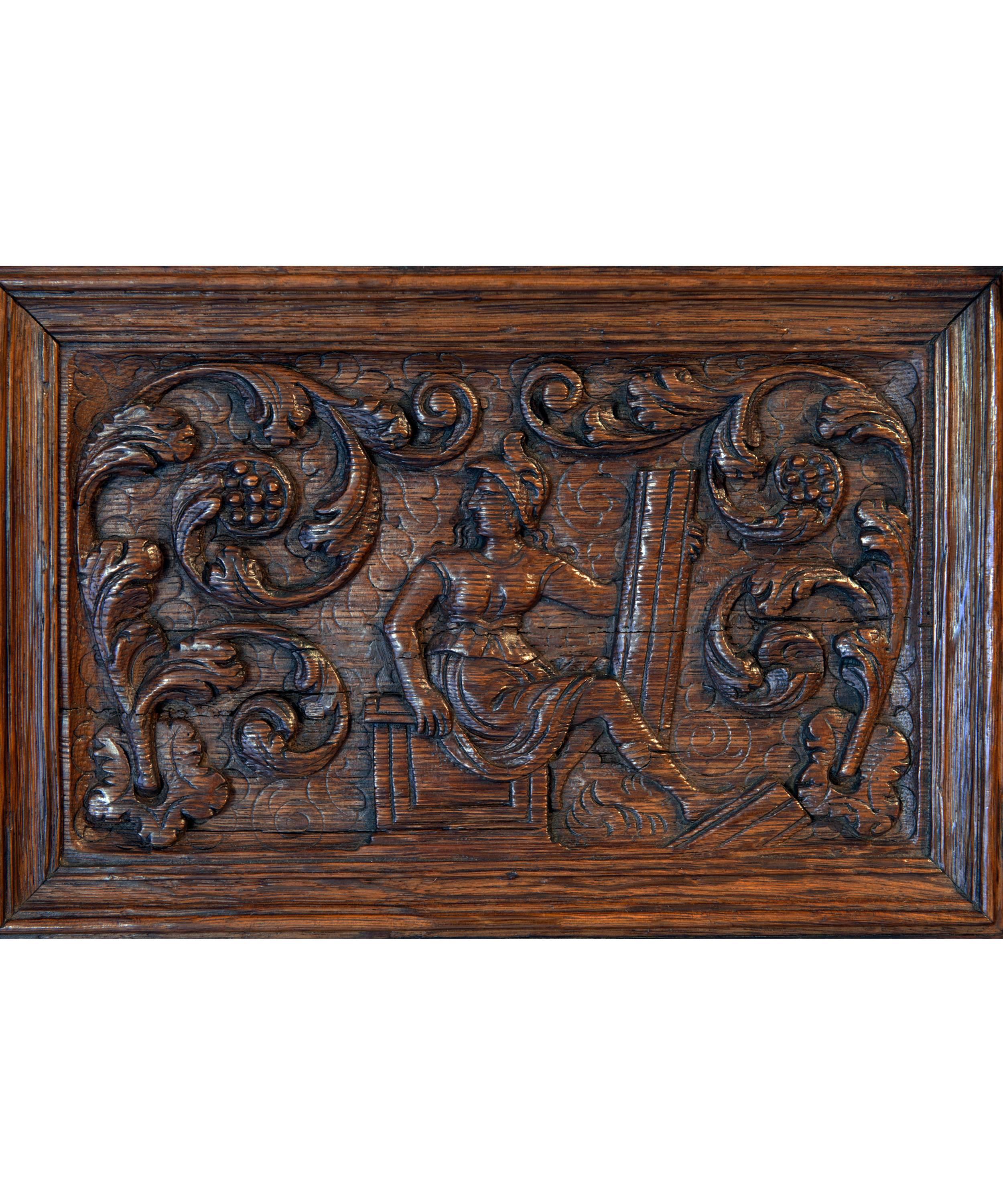 17th Century Dutch Oak Cupboard with the Seven Virtues For Sale 5
