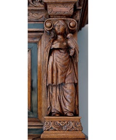 17th Century Dutch Oak Cupboard with the Seven Virtues