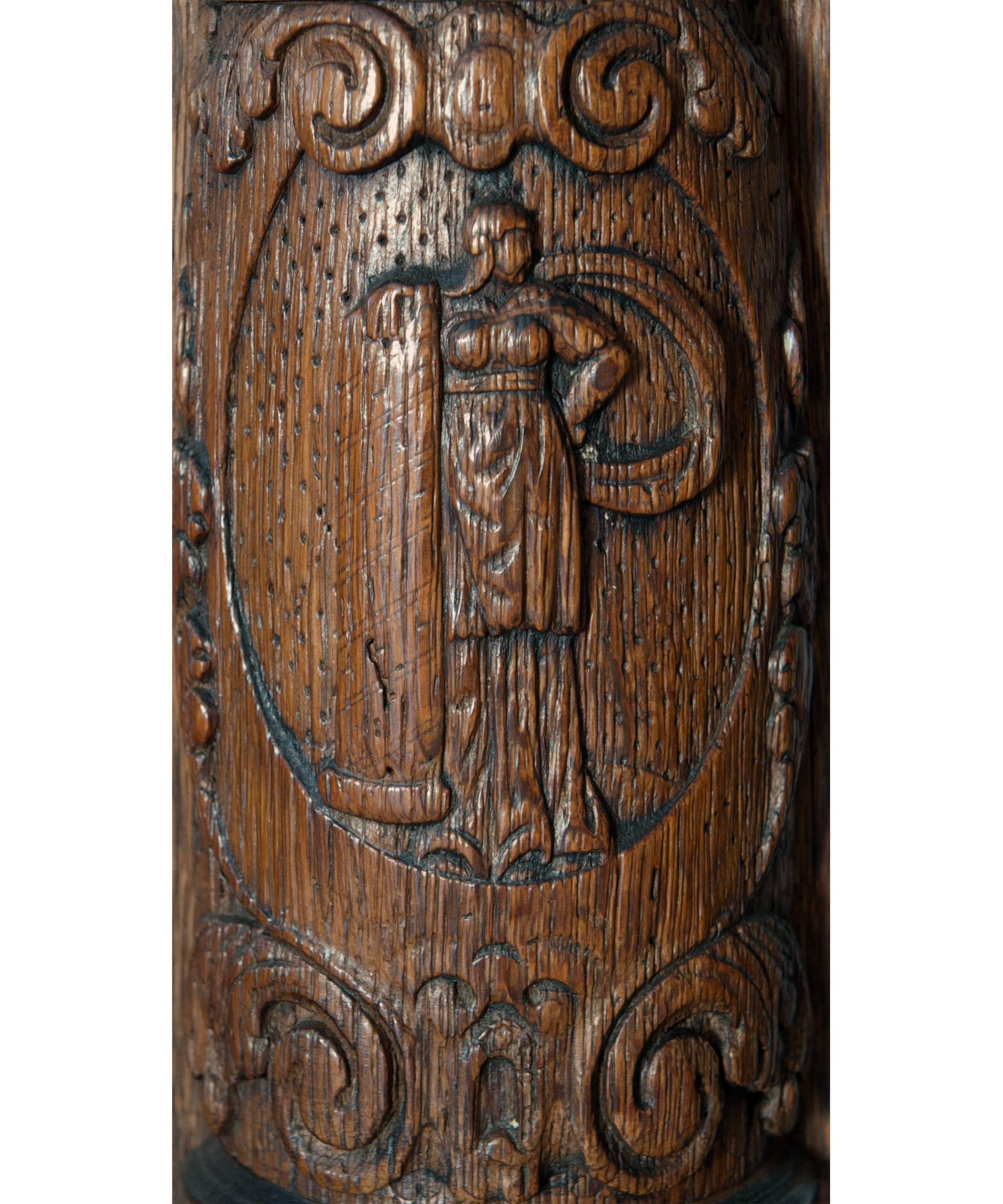 17th Century Dutch Oak Cupboard with the Seven Virtues For Sale 1