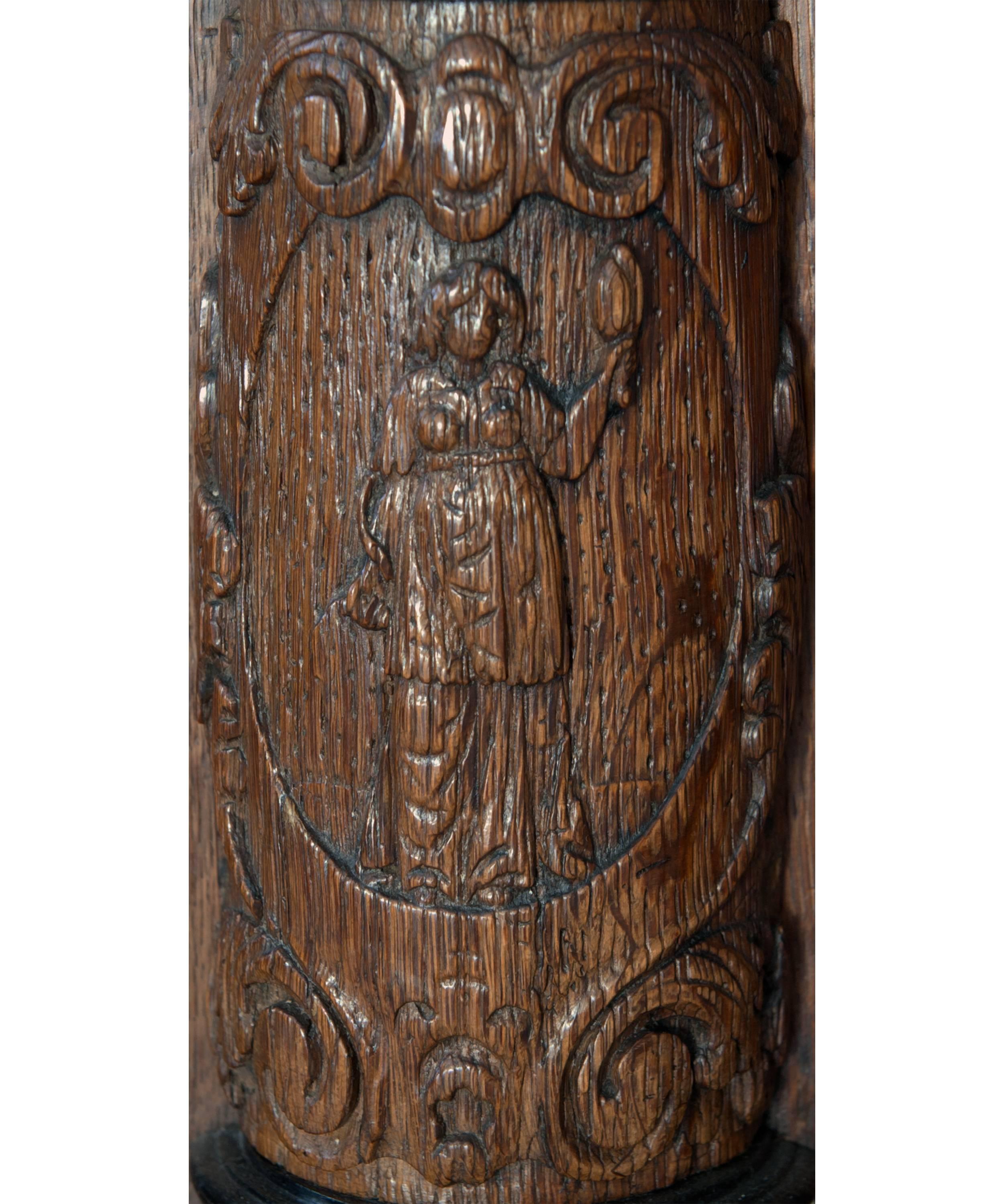 18th Century and Earlier 17th Century Dutch Oak Cupboard with the Seven Virtues For Sale