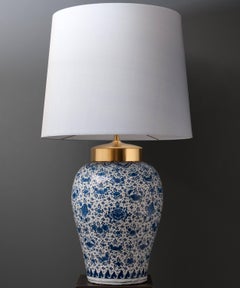 18th Century Near Pair of Dutch Delftware Vases Converted into Lamps