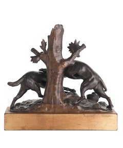 18th Century Bronze Sculpture of Two Fighting Dogs, Naturalistically Modeled