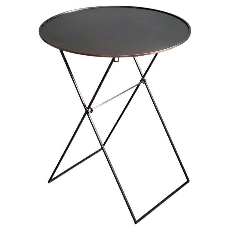 Modern ITO Folding Black Bronze Metal Side Table by Soraya Osorio For Sale