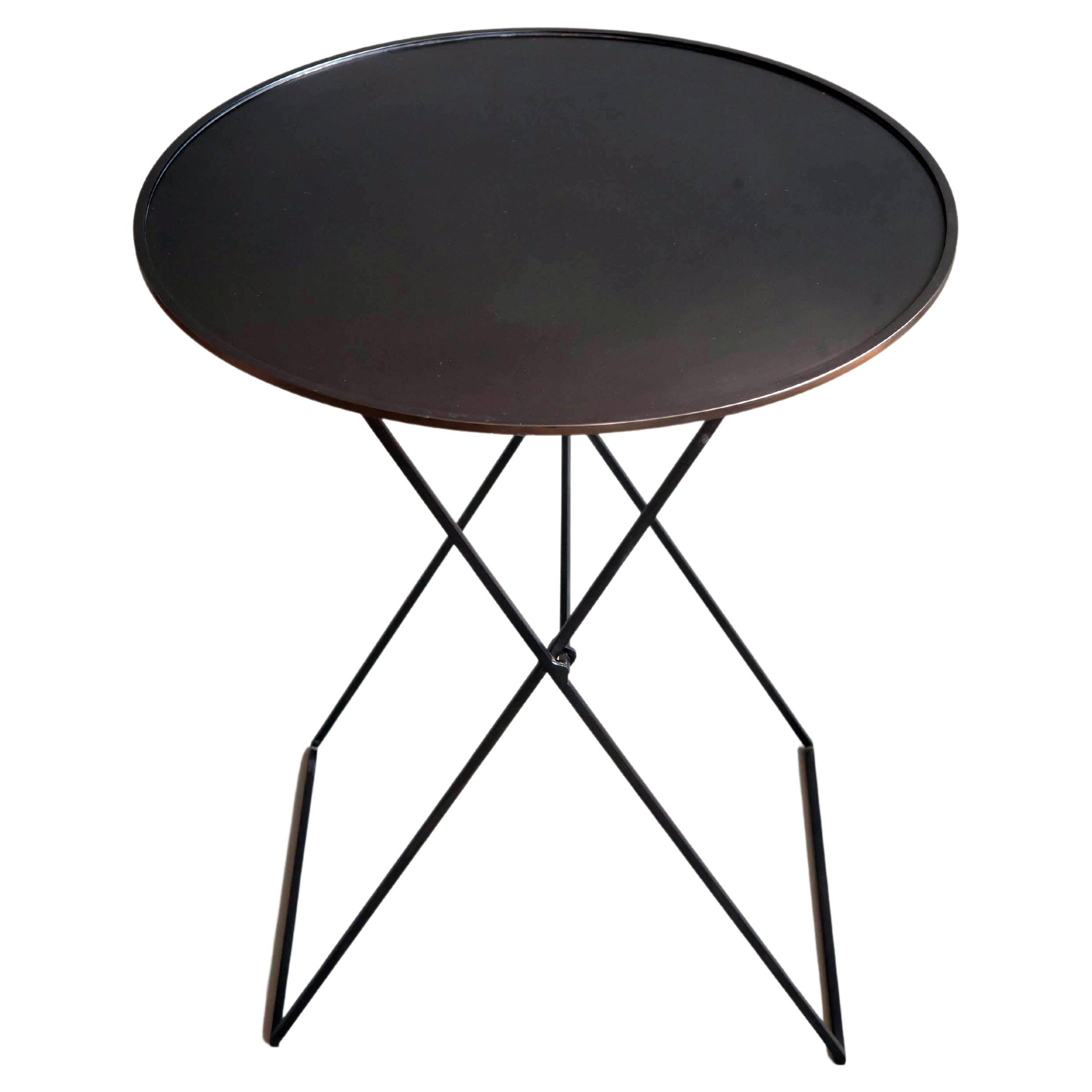 ITO Folding Black Bronze Metal Side Table by Soraya Osorio For Sale