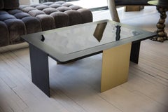 ULTIMO Coffee Table in Black Metal, Brass and Black TransGlass by Soraya Osorio