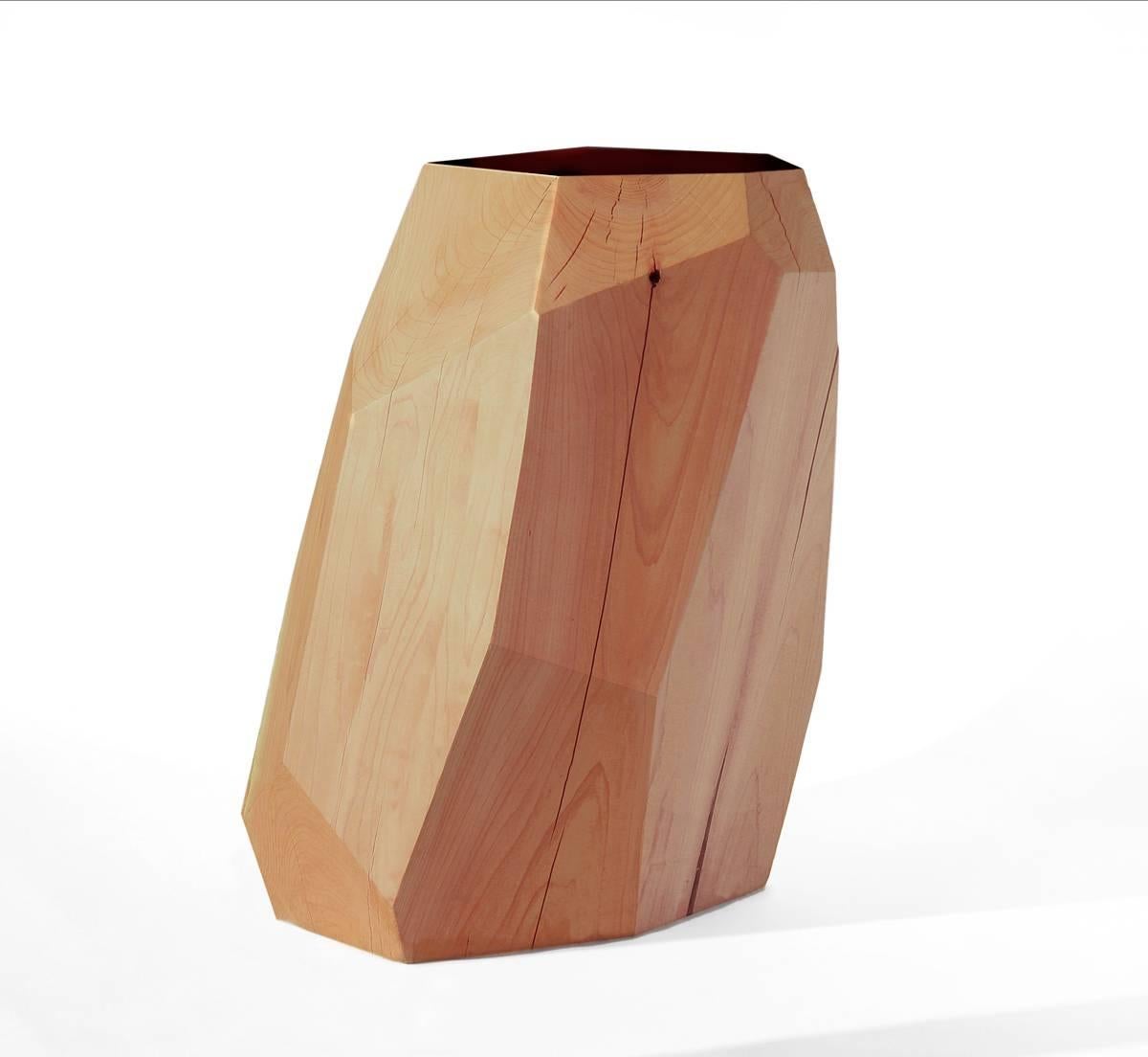 Stool / Table in Carbon Dyed Cedar with Carrara Marble Top by Hinterland Design In New Condition For Sale In Vancouver, BC