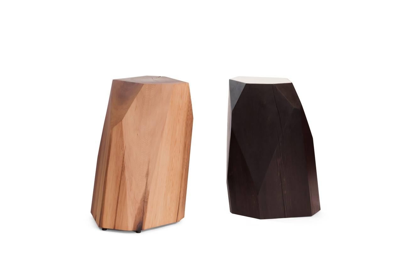 Modern Stool / Table in Carbon Dyed Cedar with Black Marble Insert by Hinterland Design For Sale