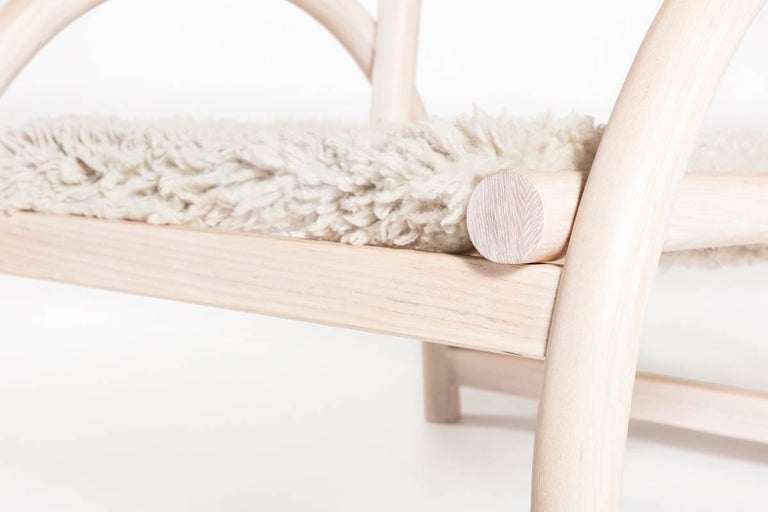 Lounge Chair in Whitewashed Canadian Ash and Sheepskin by Hinterland
