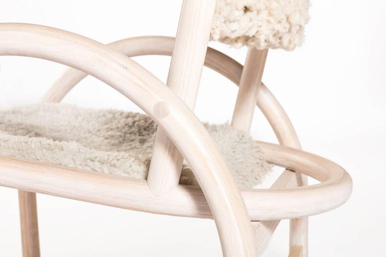 Lounge Chair in Whitewashed Canadian Ash and Sheepskin by Hinterland