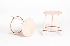 Hand Carved White Ash Stool with Copper Ring by Hinterland Design