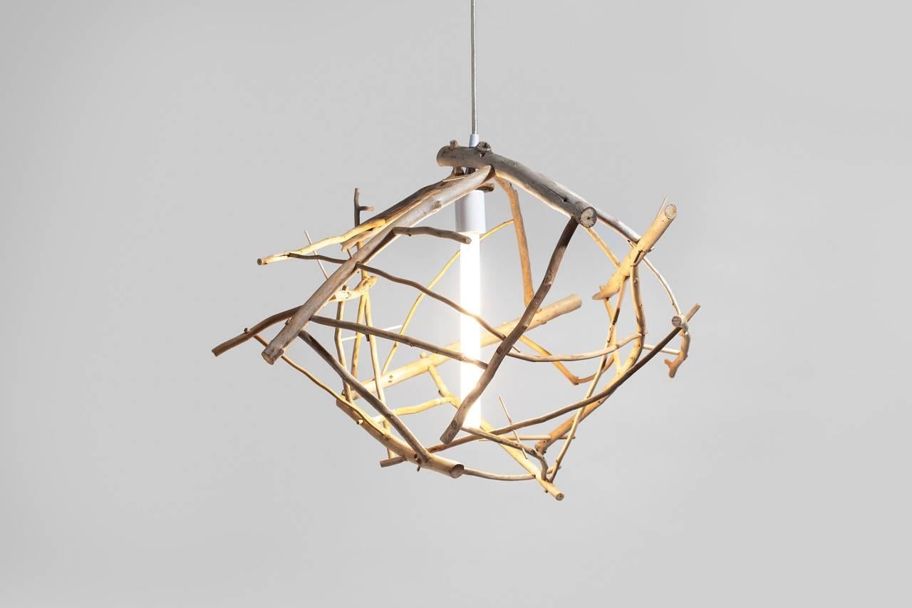 Canadian Pendant Light in Hand Collected Ocean Washed Branches by Hinterland Design For Sale