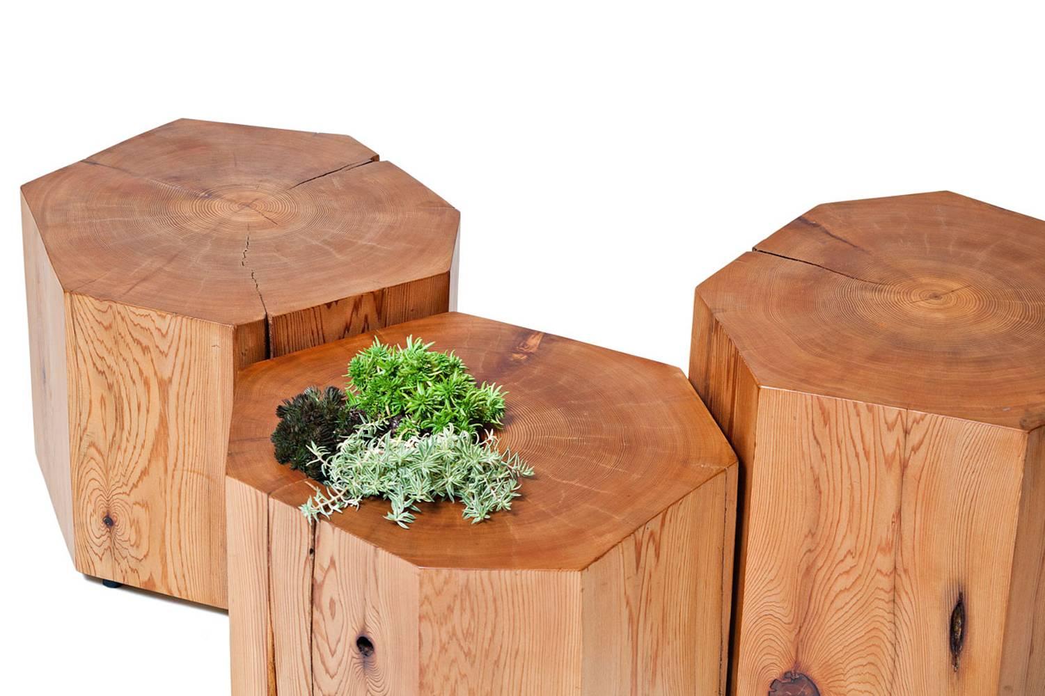 Hand-Carved Table in Natural Red Cedar with Planter Insert by Hinterland Design For Sale