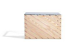 Ash Coffee Table with Glass Top and Pink Details by Hinterland Design