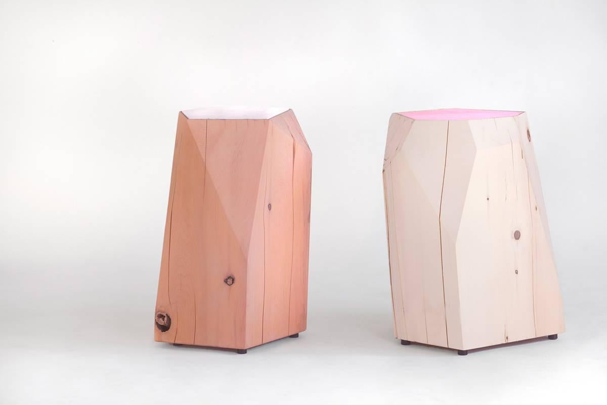 Modern Stool/Side Table in Whitewashed Cedar by Hinterland Design For Sale