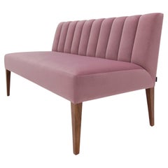 Morgan Banquette Tight Seat & Channel Tufted Back with Walnut Tapered Legs
