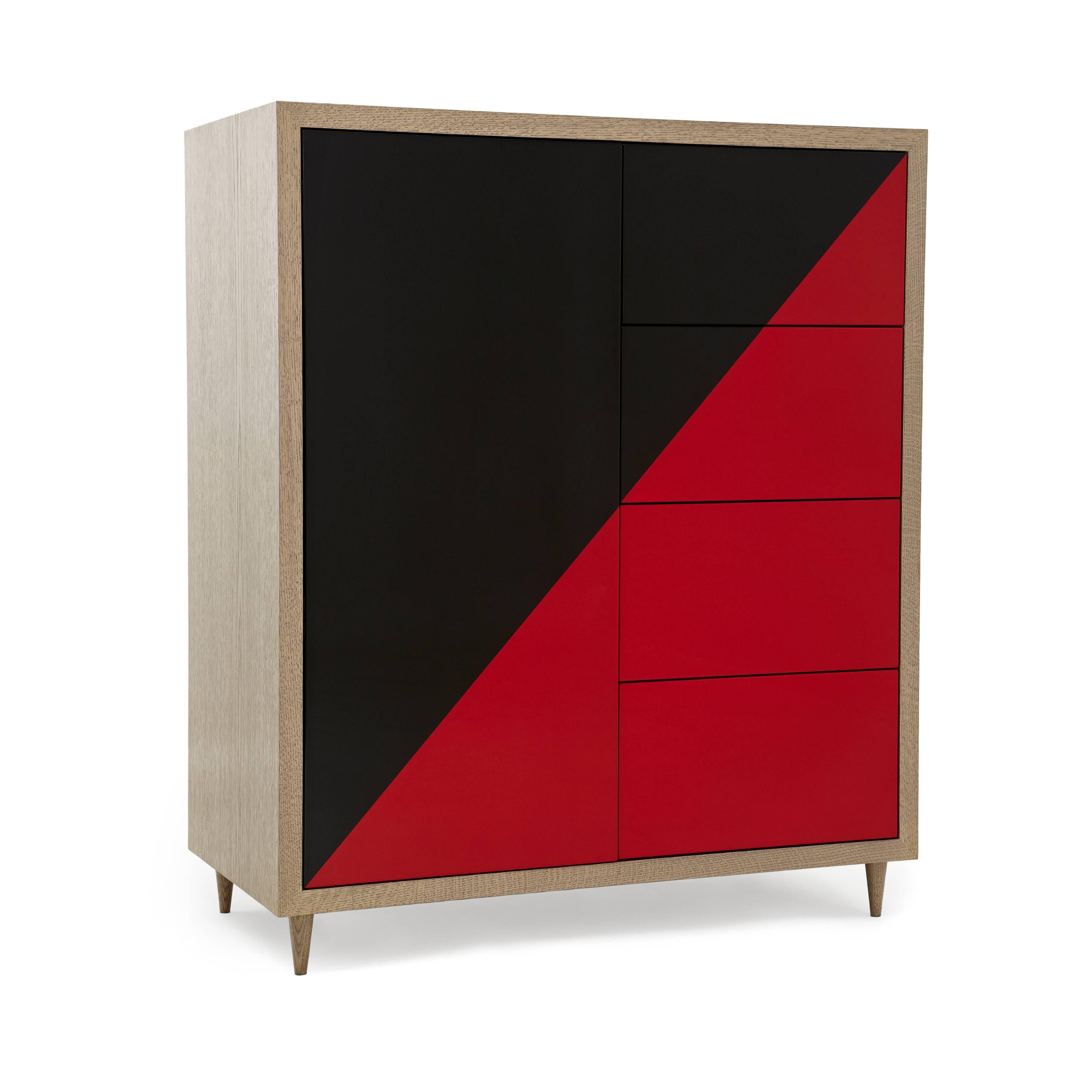 black and red dresser