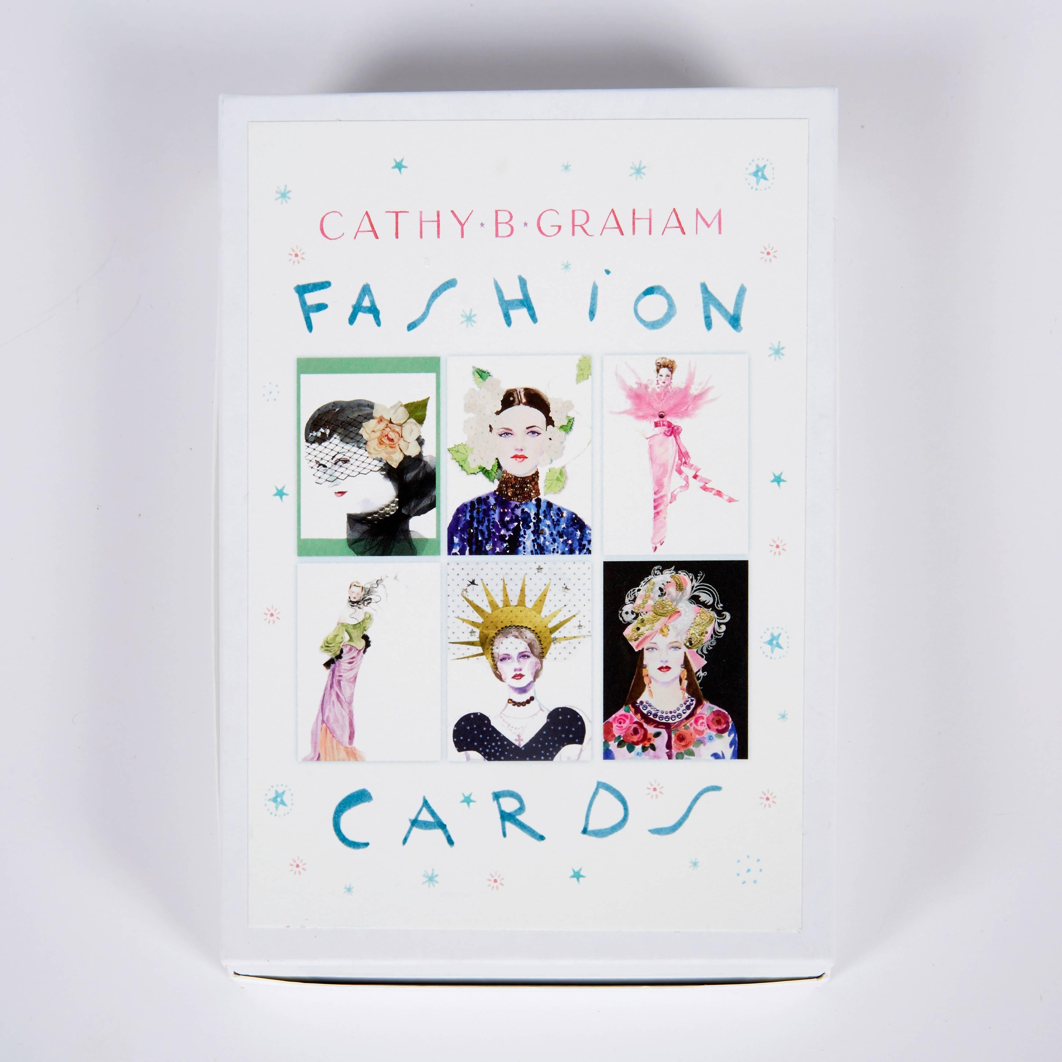 Cathy Graham custom designed Fashion Notecards, set of six uniquely design cards. Comes with handmade customized box to store cards till use.