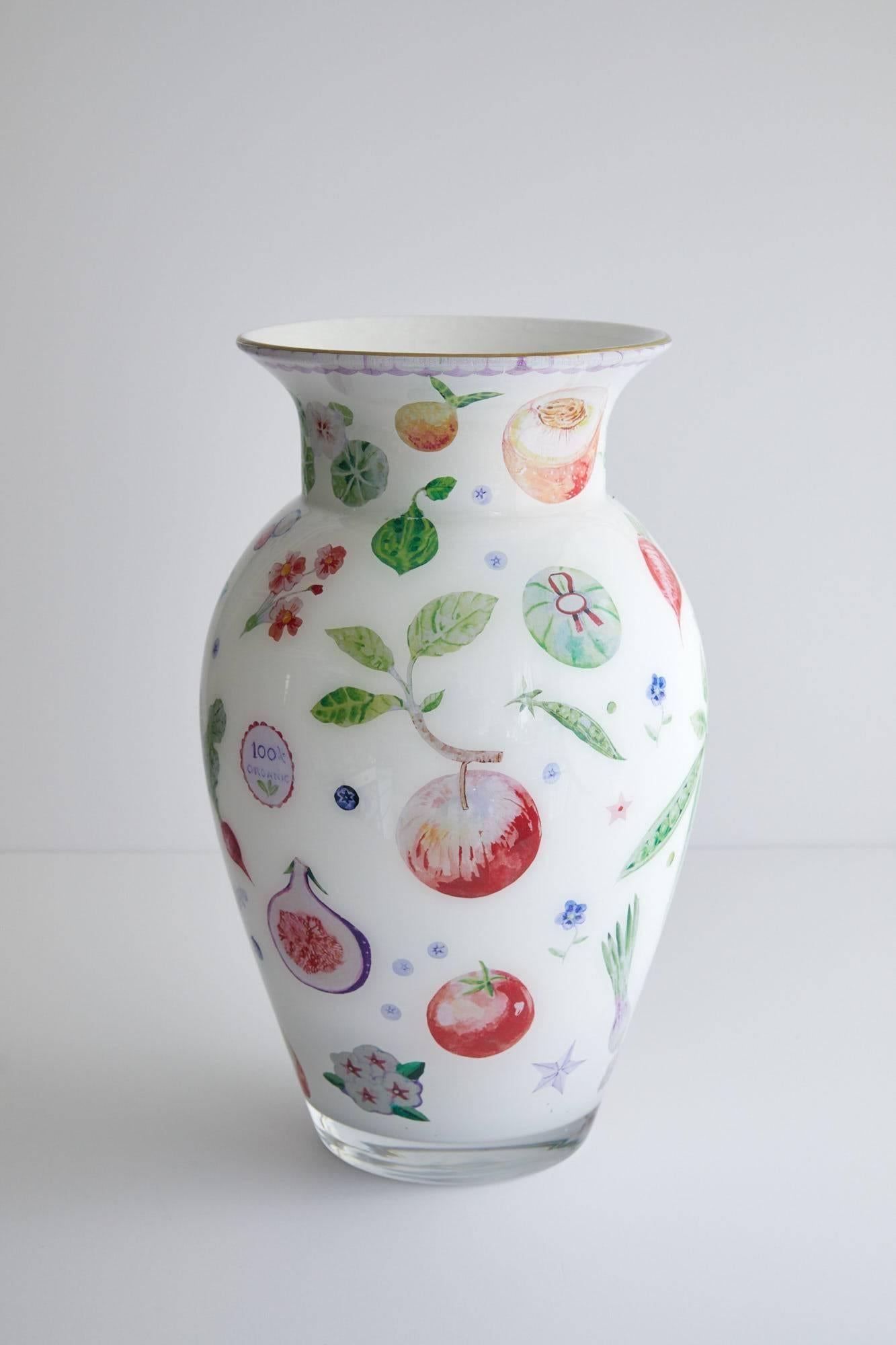 Handmade decoupage classic style vase, designed by Cathy Graham crafted by Scott Potter.