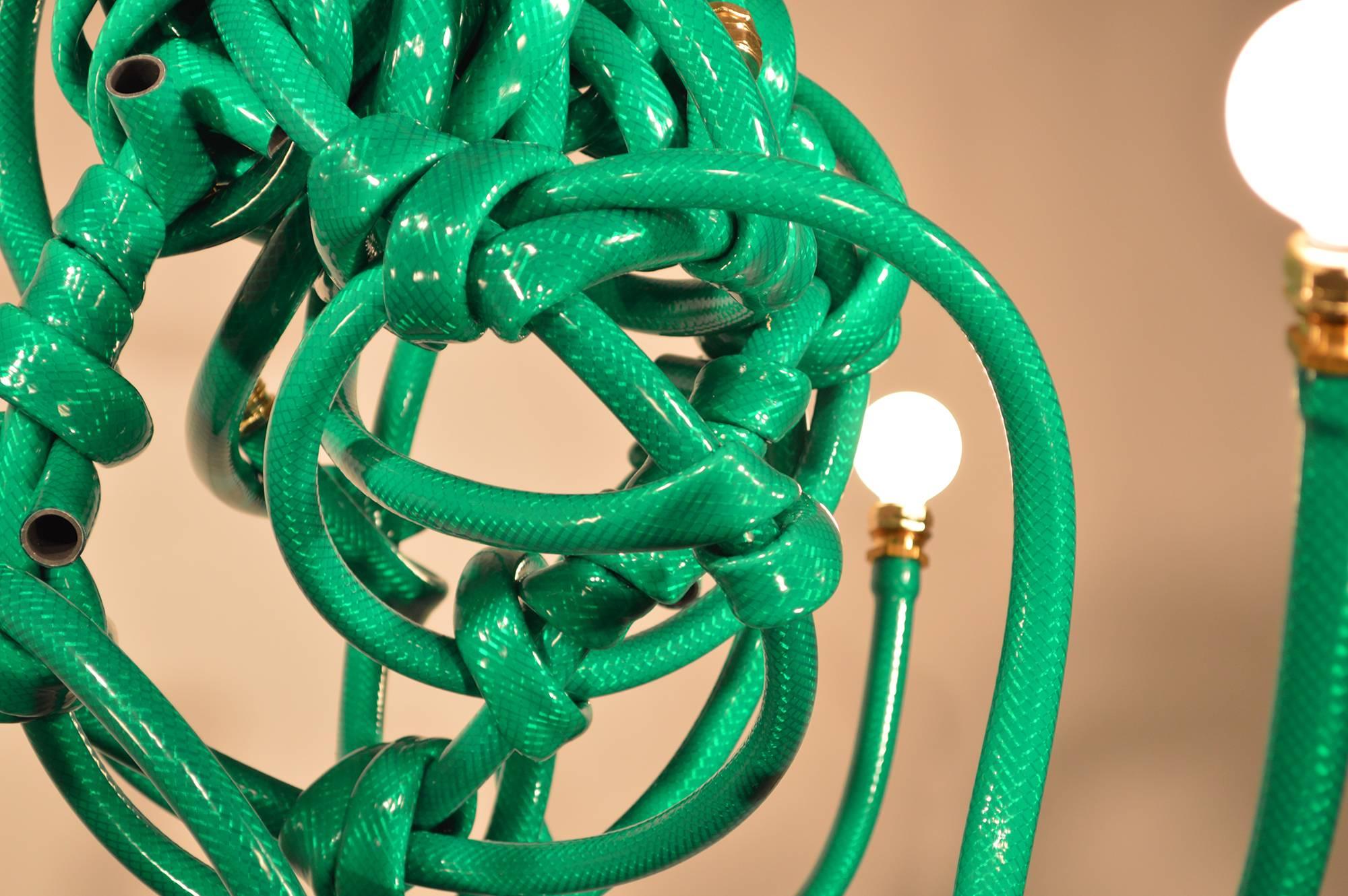 Contemporary Garden Hose Chandelier Style Lighting Fixture by Justin Cooper Studios For Sale