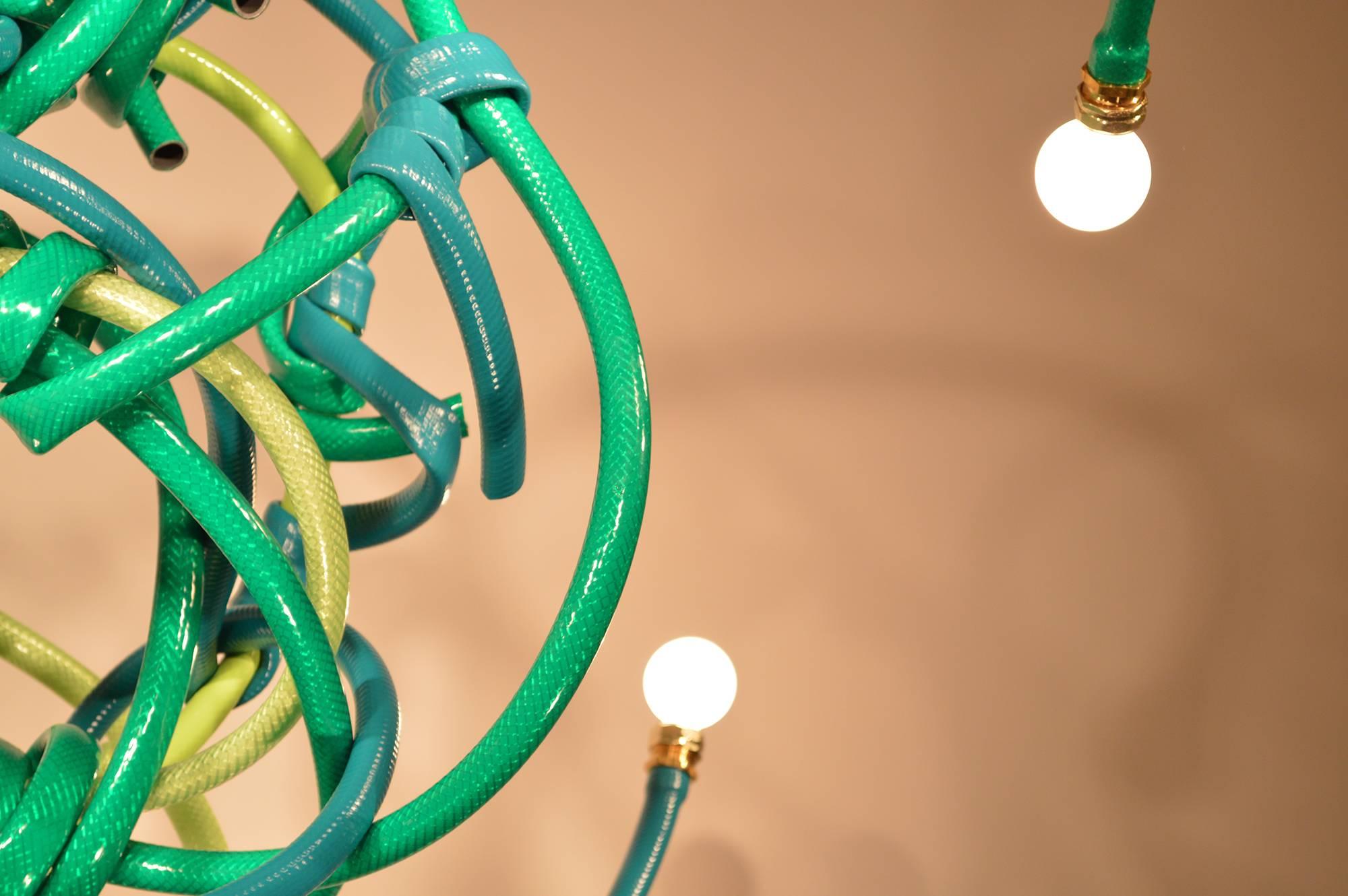 Garden Hose Chandelier Style Lighting Fixture by Justin Cooper Studios In New Condition For Sale In Brooklyn, NY