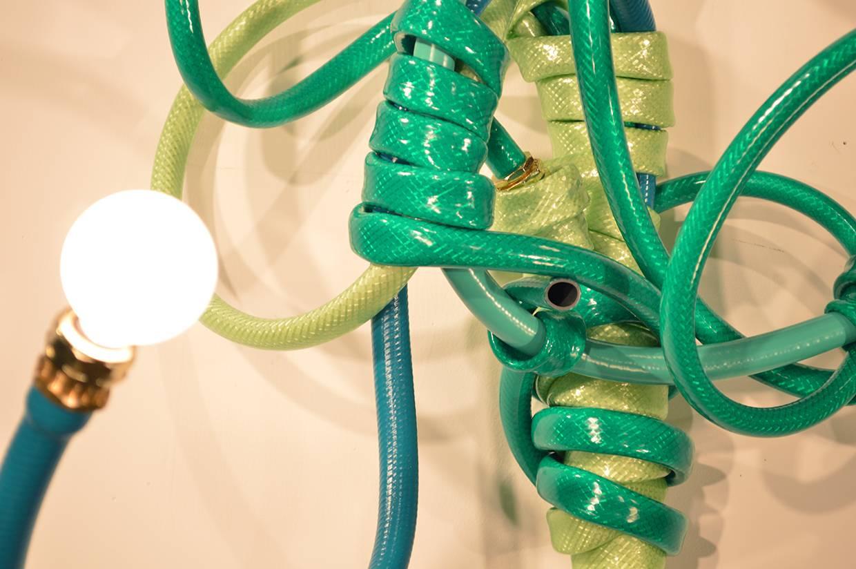 Other Sconce Style Lighting Fixture Made from Garden Hoses of Varying Shades of Green  For Sale
