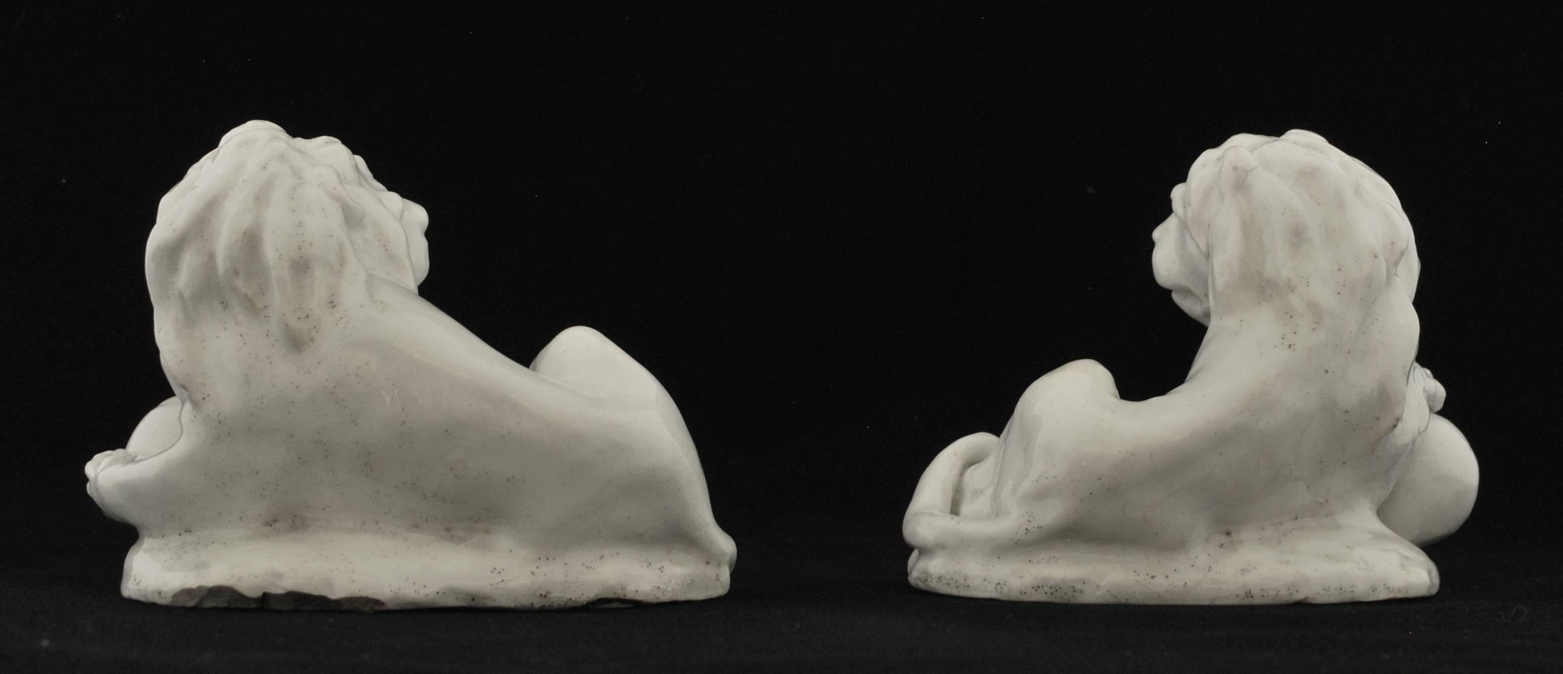 Pareja de leones. Bow Porcelain C1750 Porcelana en venta