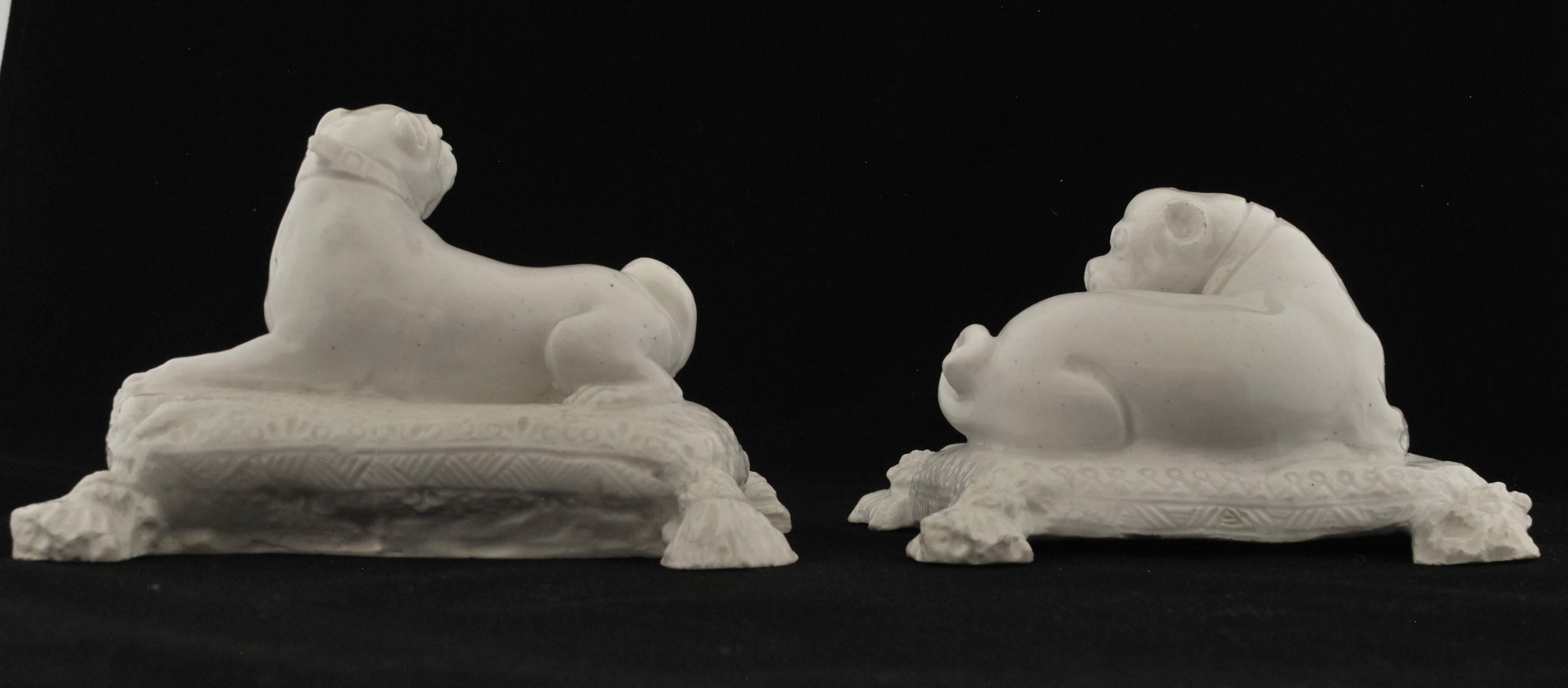 Pair of Pug Dogs. Bow Porcelain C1754 In Good Condition In Melbourne, Victoria