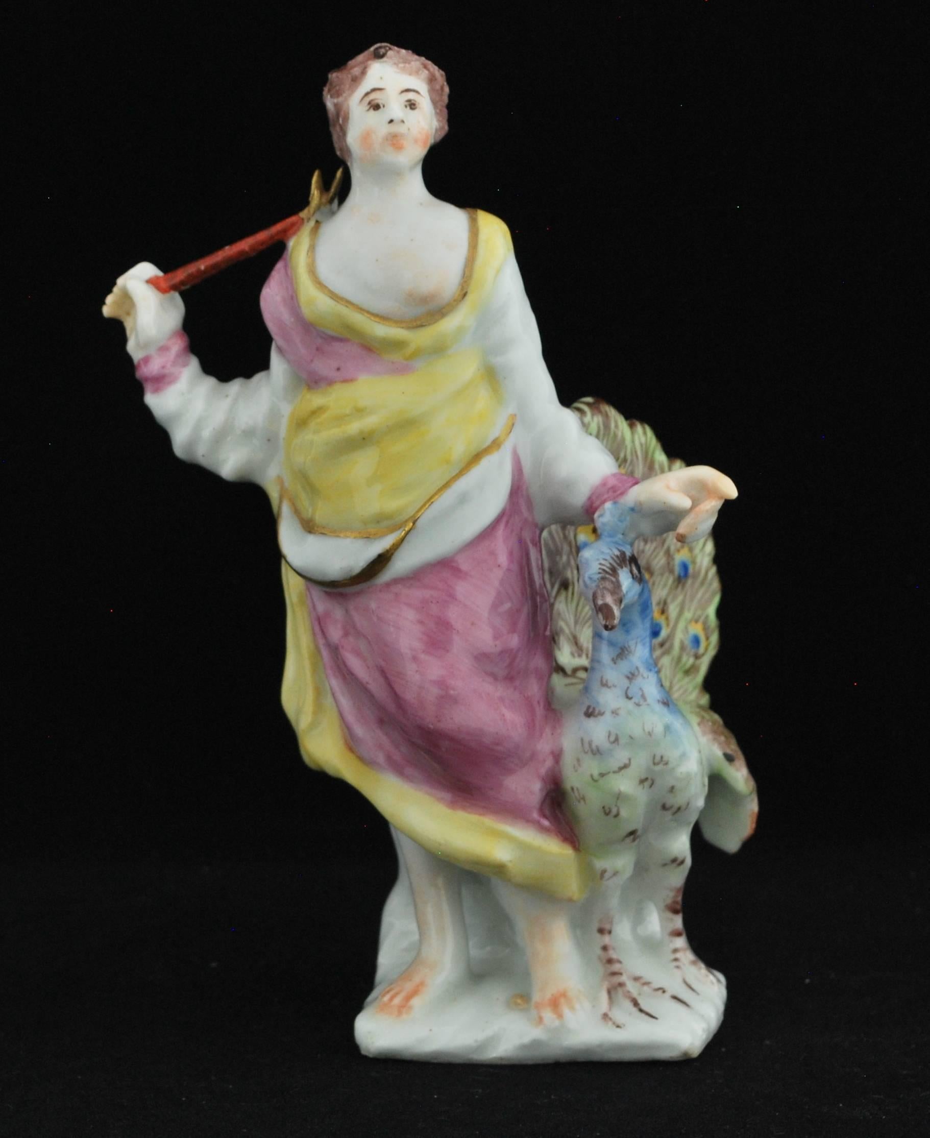 English Pair of figures: Jupiter and Juno, or Zeus and Hera. Bow Porcelain C1752 For Sale