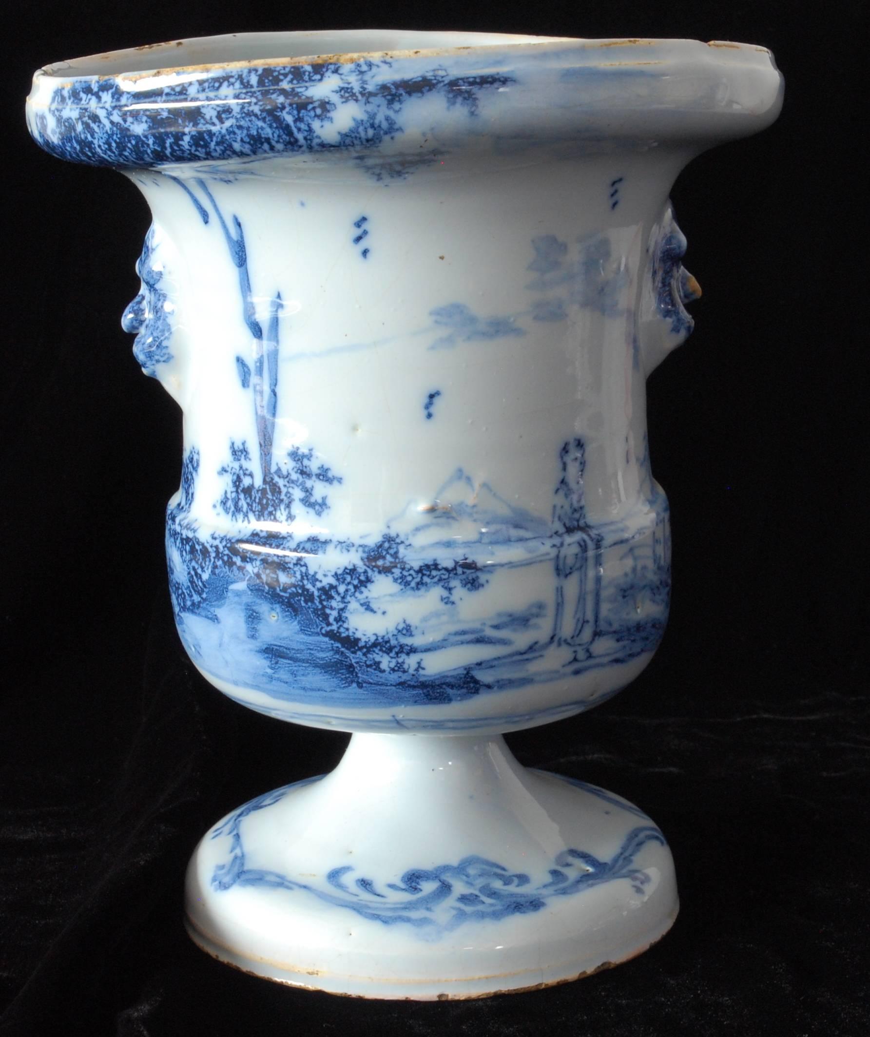 Neoclassical English Delft Campana Vase, C1760 For Sale