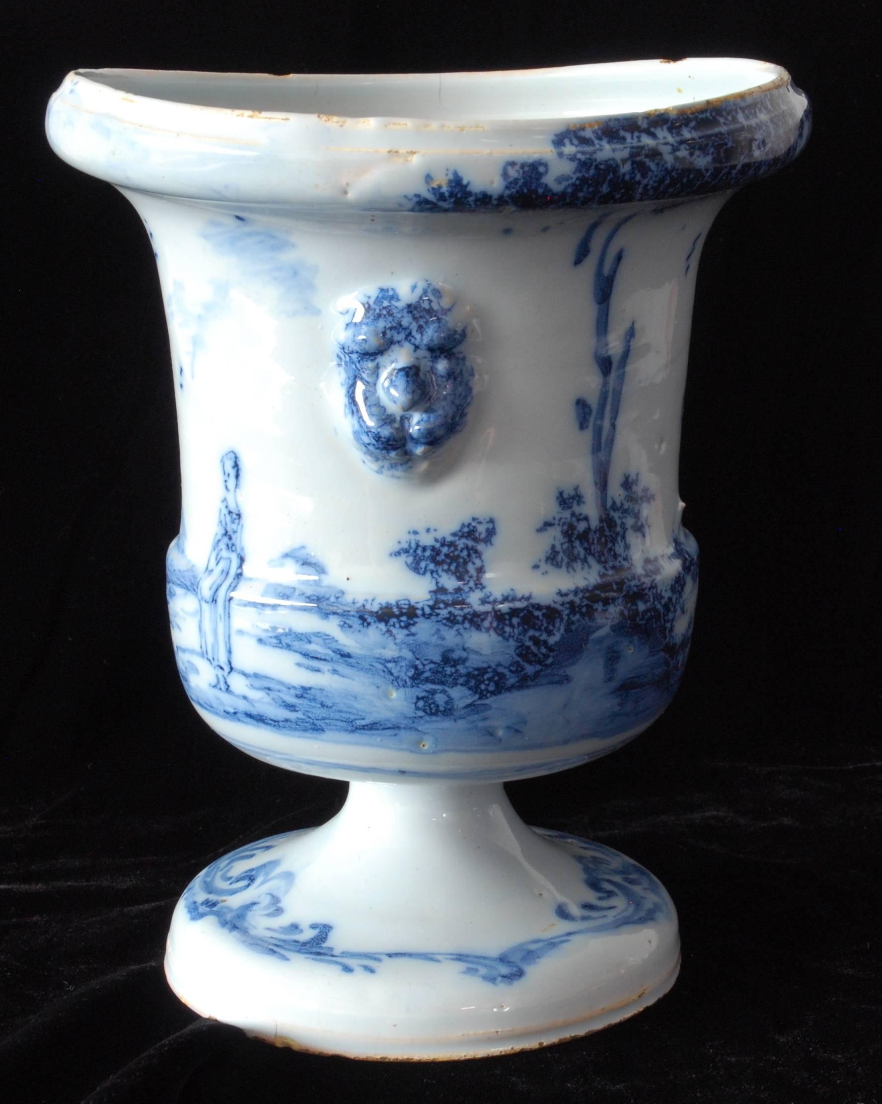 Turned English Delft Campana Vase, C1760 For Sale