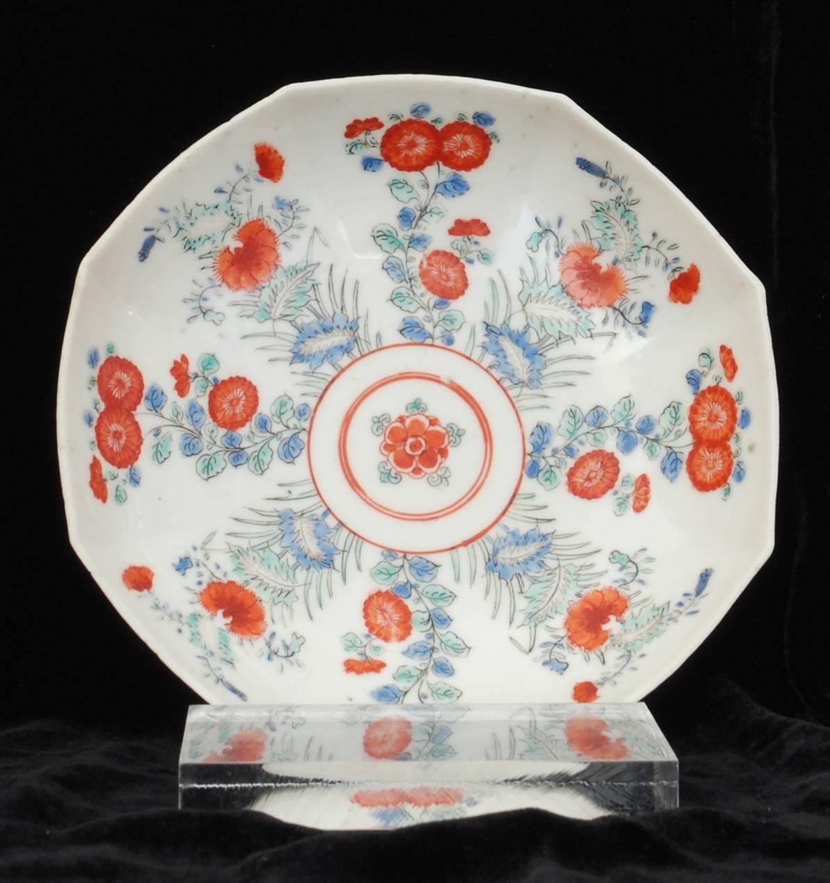 A large octagonal tea-bowl, decorated in the Japanese style. 

“The decoration is effective and pleasing, but does not seem to have been very frequently employed” – McKenna.

Provenance: Frank Wheeldon collection.