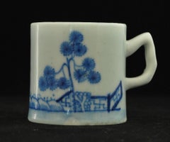Coffee Can, Blue and White "Banana Trees", Bow Porcelain, circa 1753
